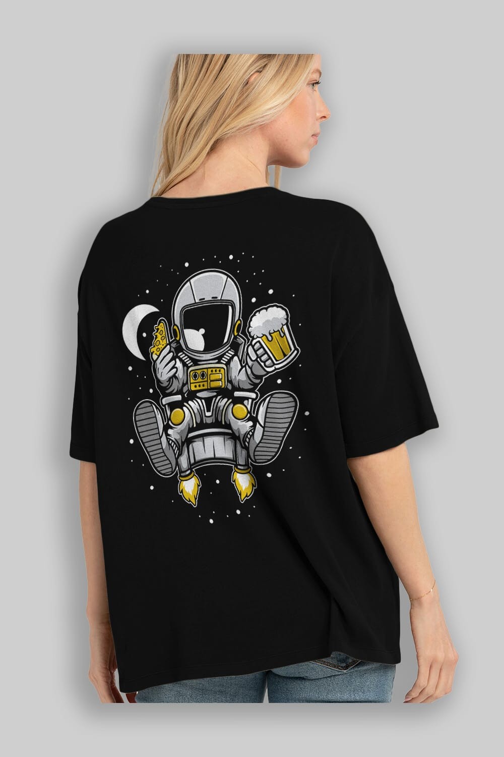 Astronaut Relax (2) Arka Baskılı Oversize t-shirt Erkek Kadın Unisex