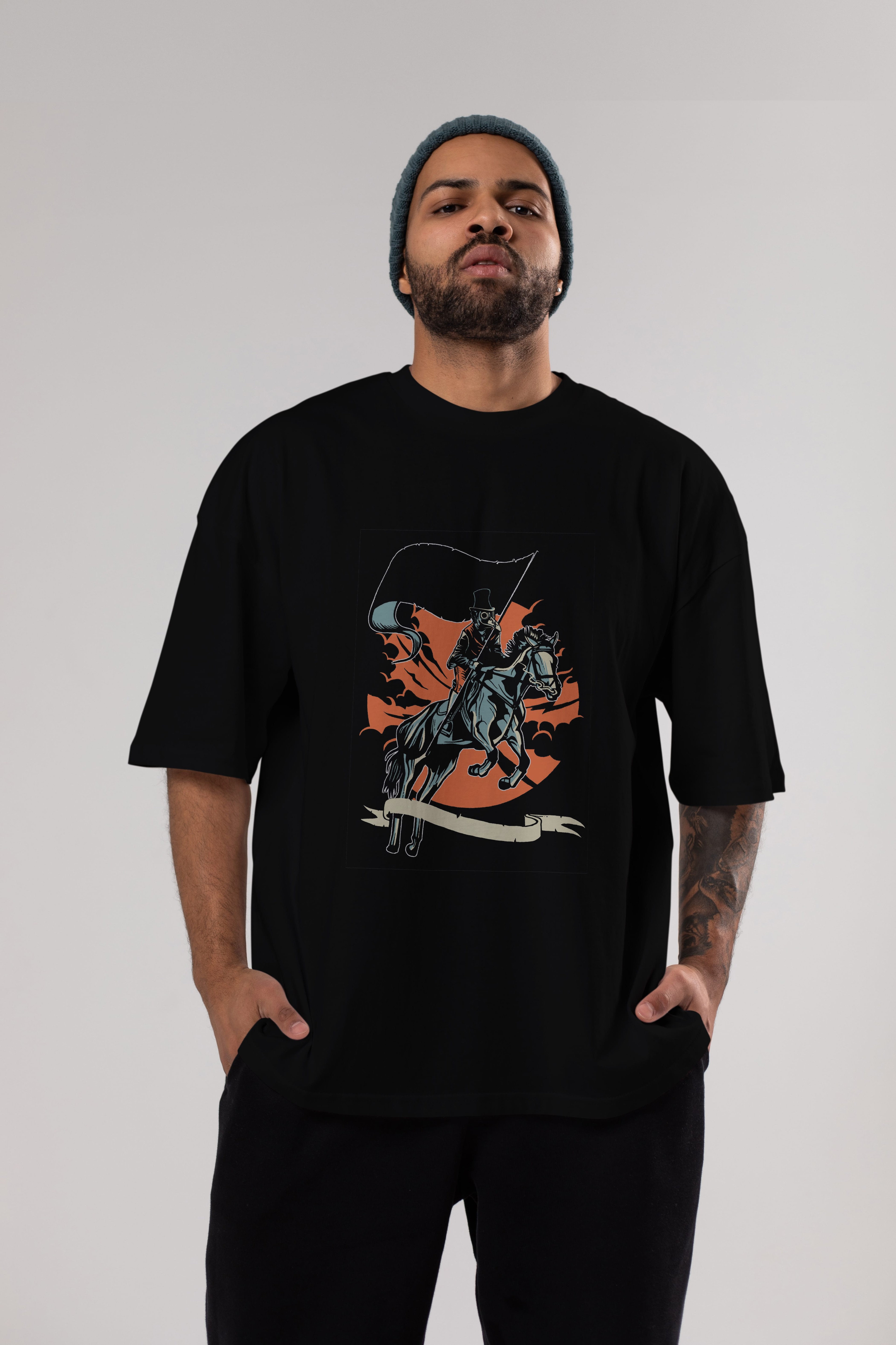 Plague Doctor Ön Baskılı Oversize t-shirt Erkek Kadın Unisex %100 Pamuk tişort