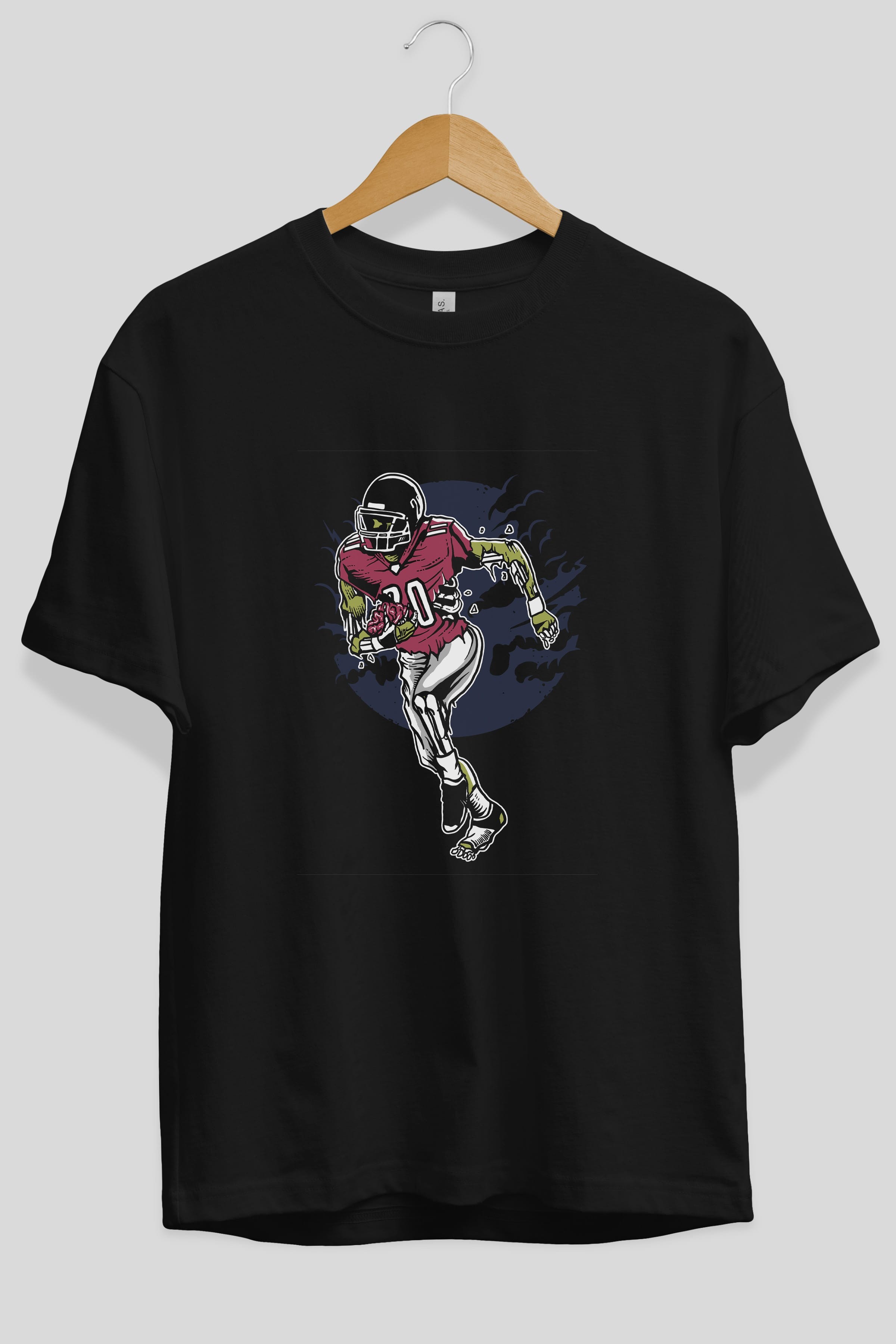 Zombie Football Ön Baskılı Oversize t-shirt Erkek Kadın Unisex %100 Pamuk tişort