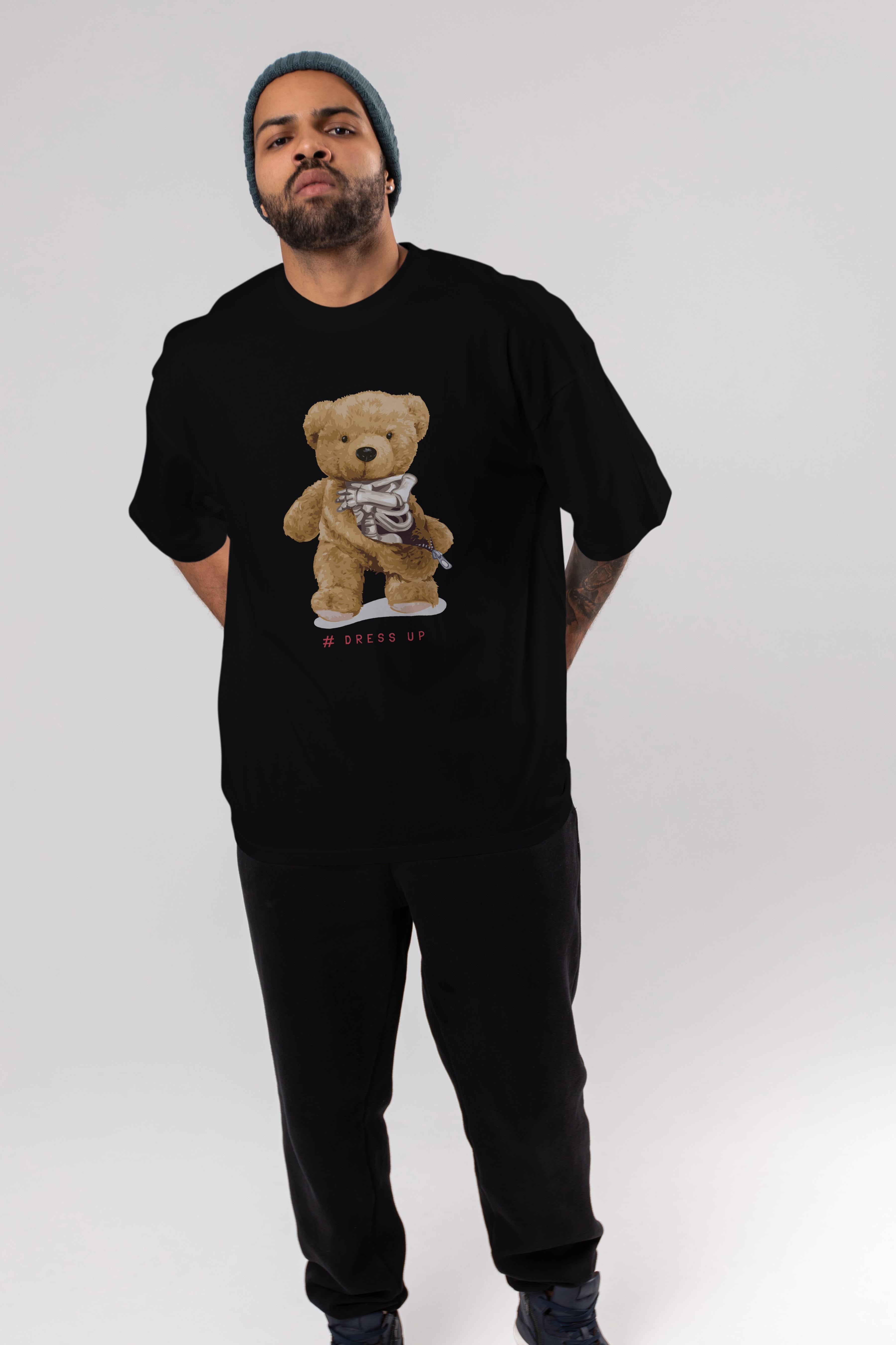 Teddy Bear Dress Up Ön Baskılı Oversize t-shirt Erkek Kadın Unisex %100 Pamuk