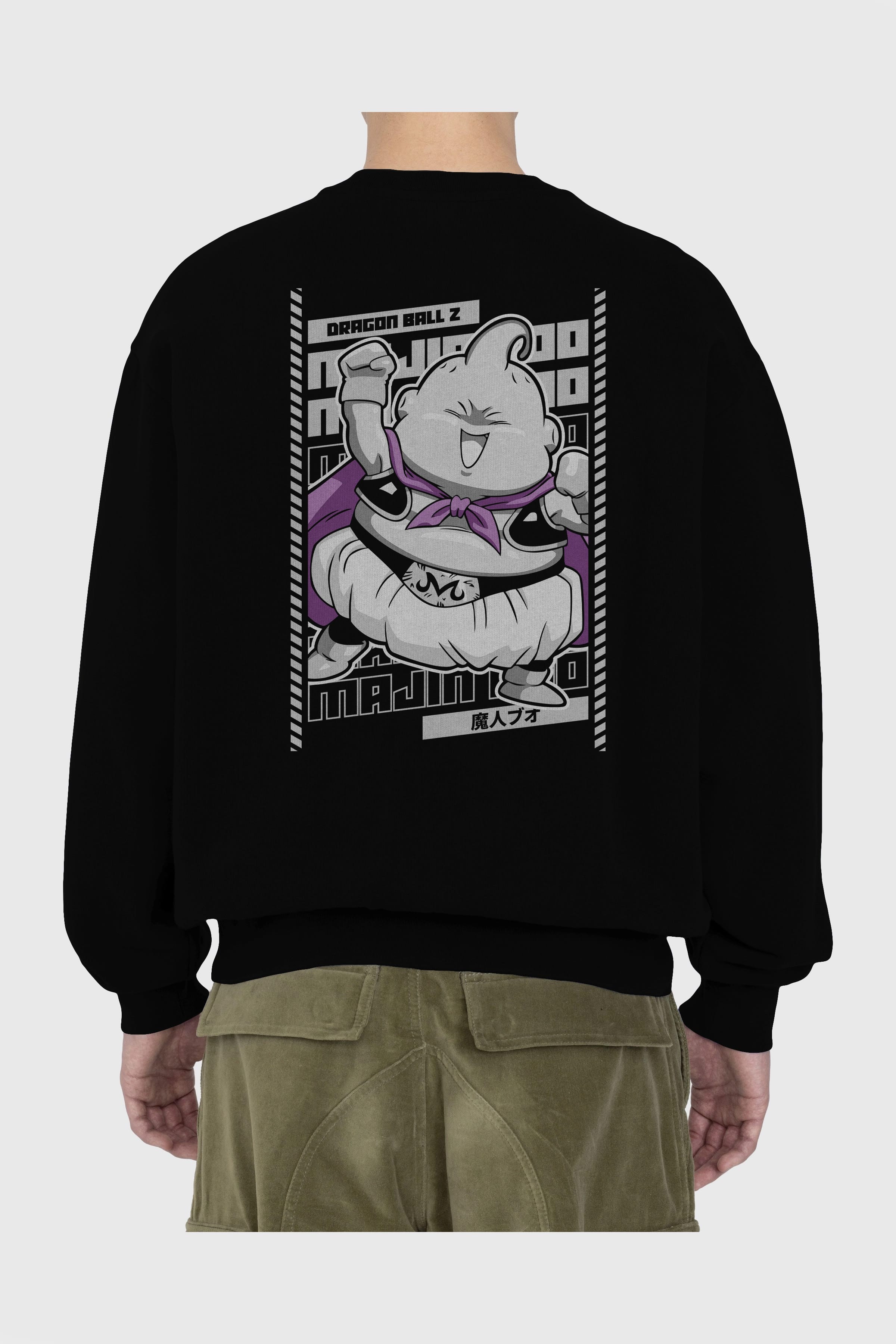 MAJIN BOO2 Anime Arka Baskılı Oversize Sweatshirt Erkek Kadın Unisex