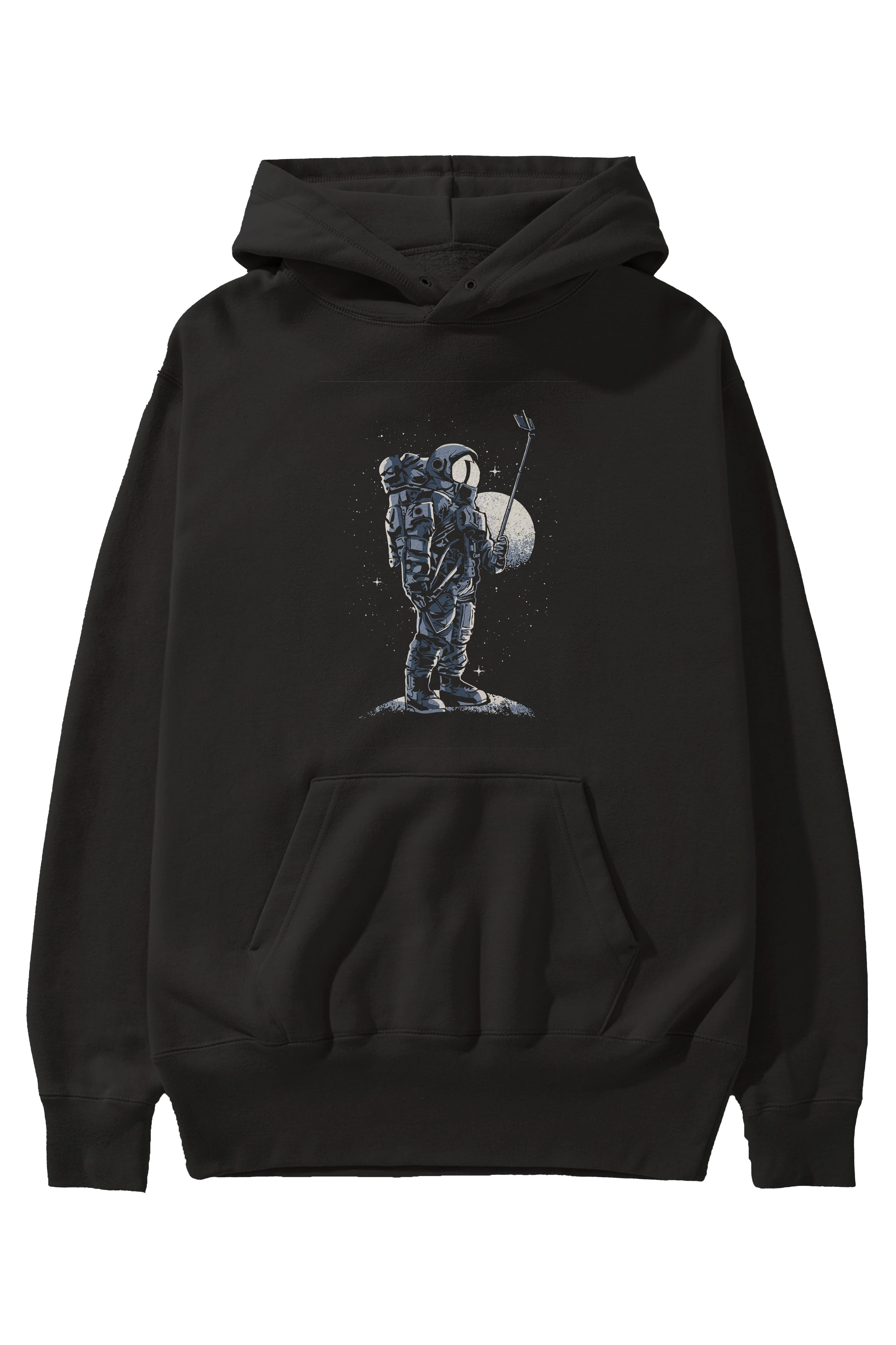 Selfie Astronaut Ön Baskılı Hoodie Oversize Kapüşonlu Sweatshirt Erkek Kadın Unisex