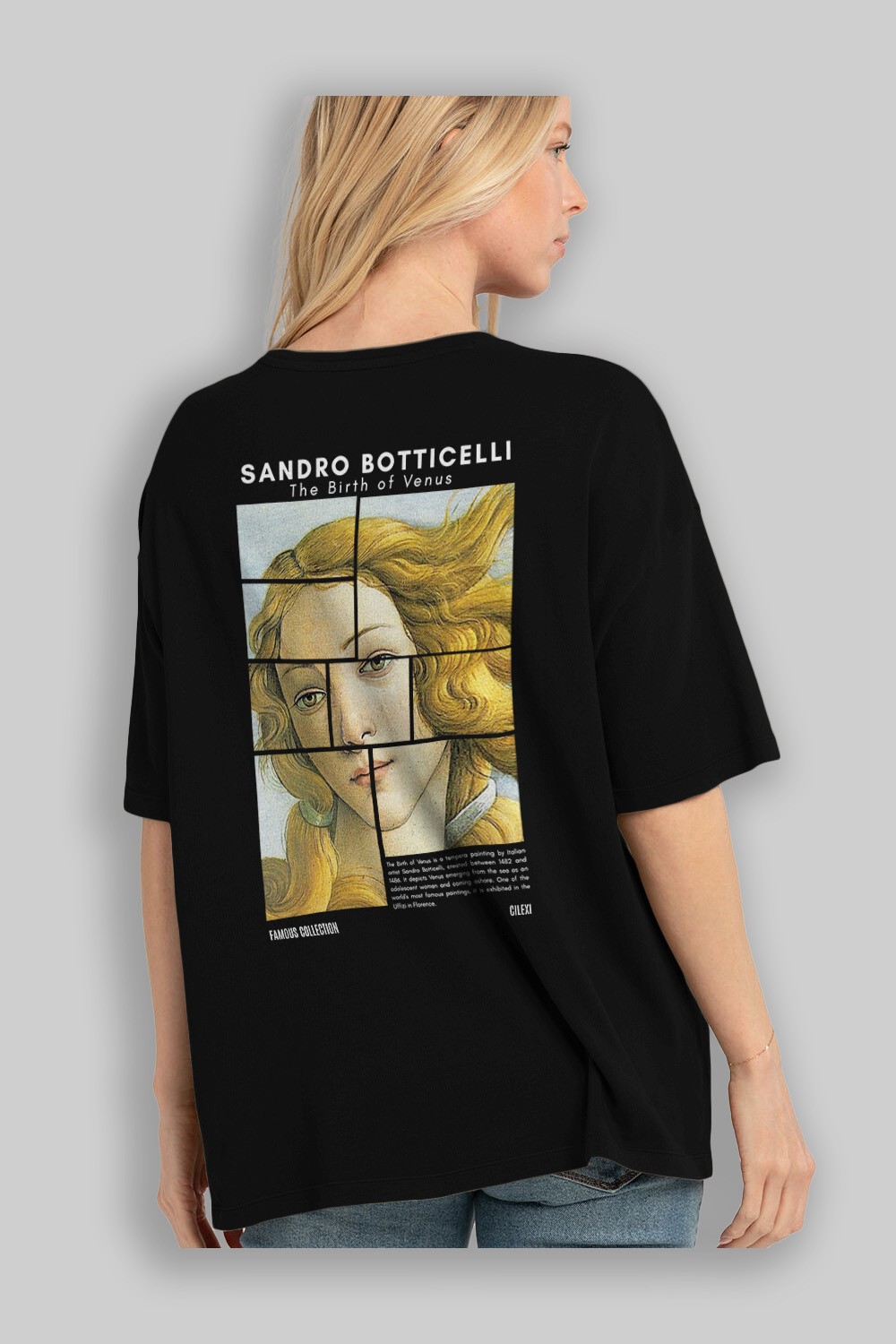 Sandro Botticelli Arka Baskılı Oversize t-shirt Erkek Kadın Bisiklet Yaka Pamuk tişort