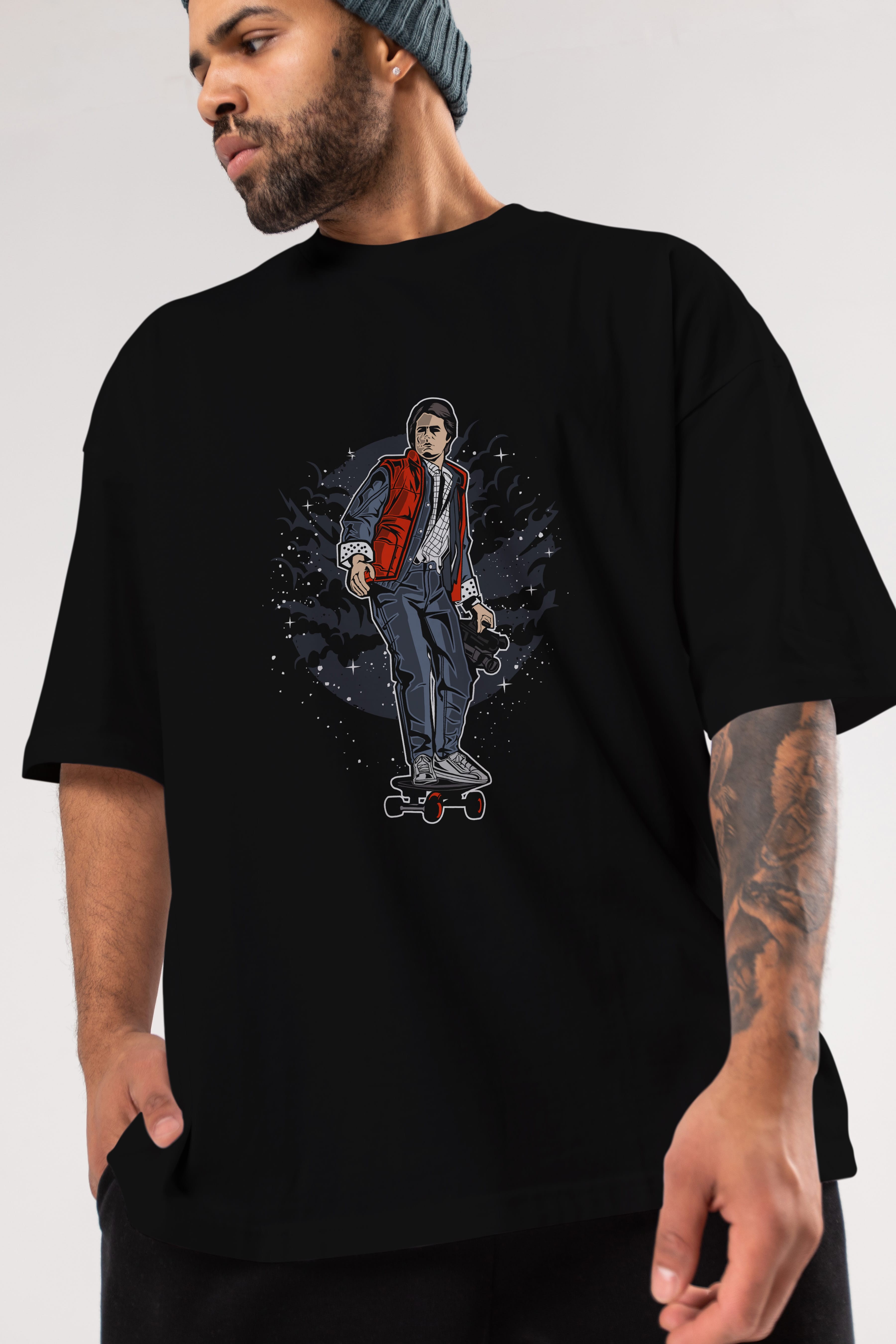 MARTY Ön Baskılı Oversize t-shirt Erkek Kadın Unisex %100 Pamuk tişort