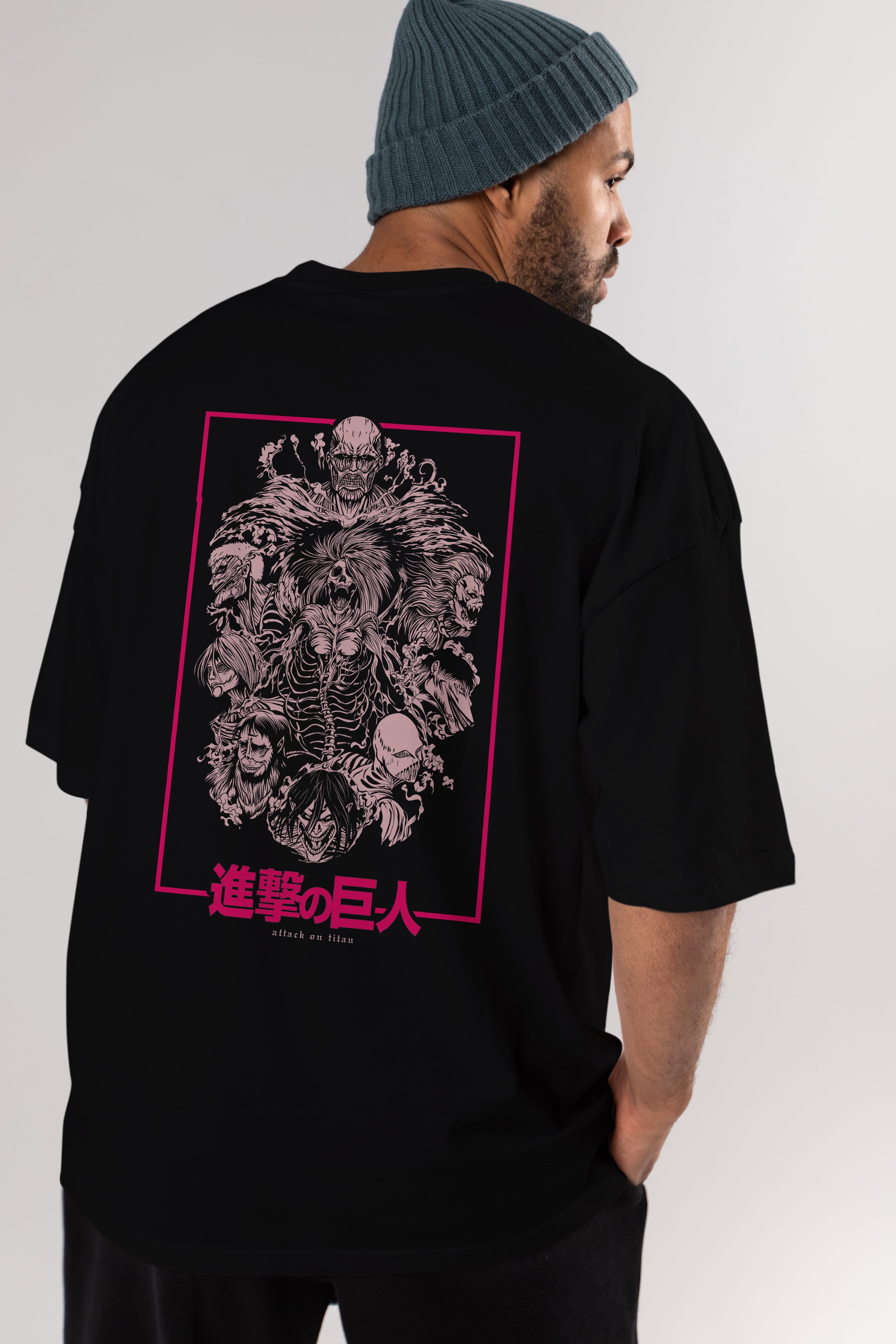 ATTACK ON TITANS Anime Arka Baskılı Oversize t-shirt Erkek Kadın Unisex