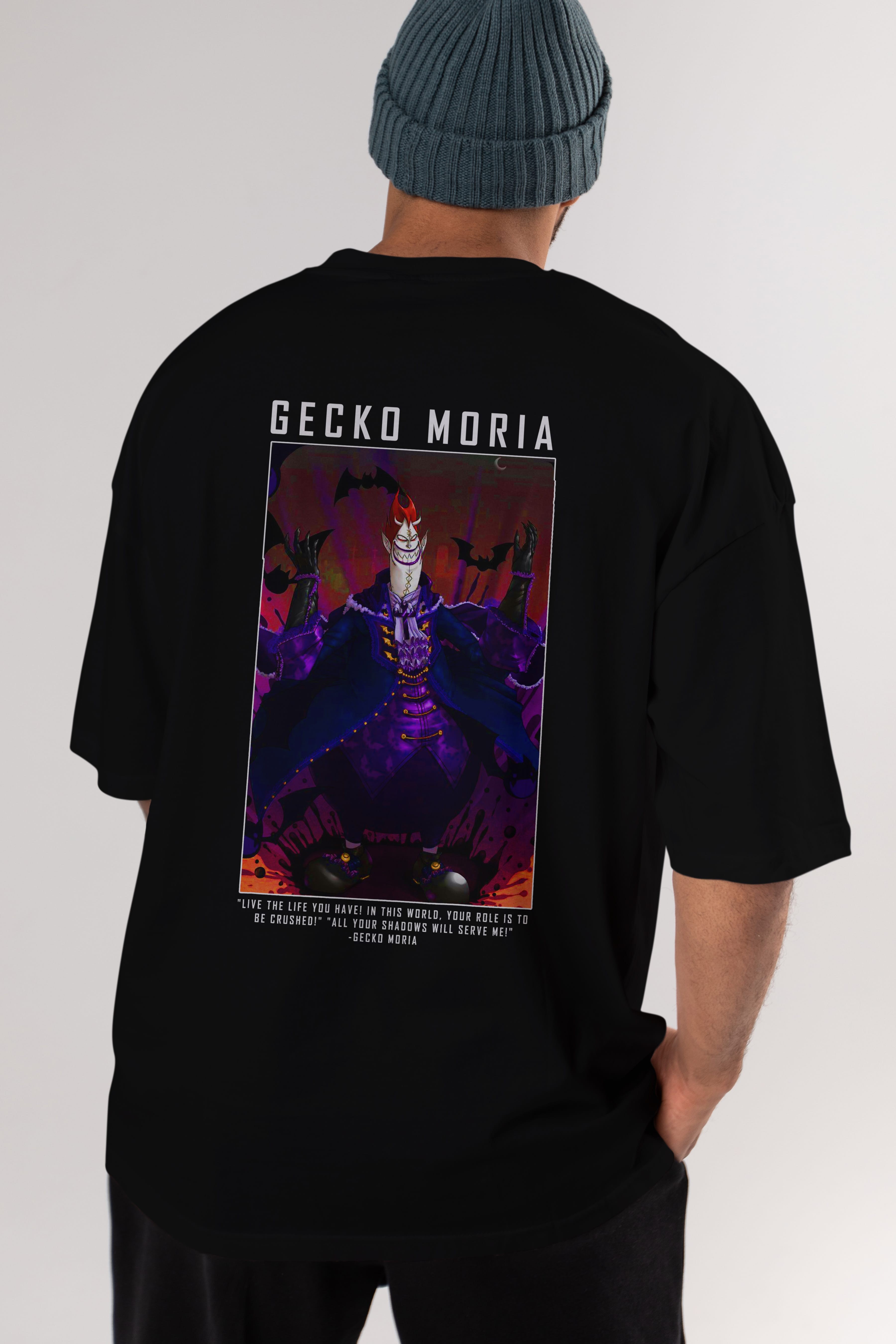 Gecko Moria Anime Arka Baskılı Oversize t-shirt Erkek Kadın Unisex %100 pamuk tişort