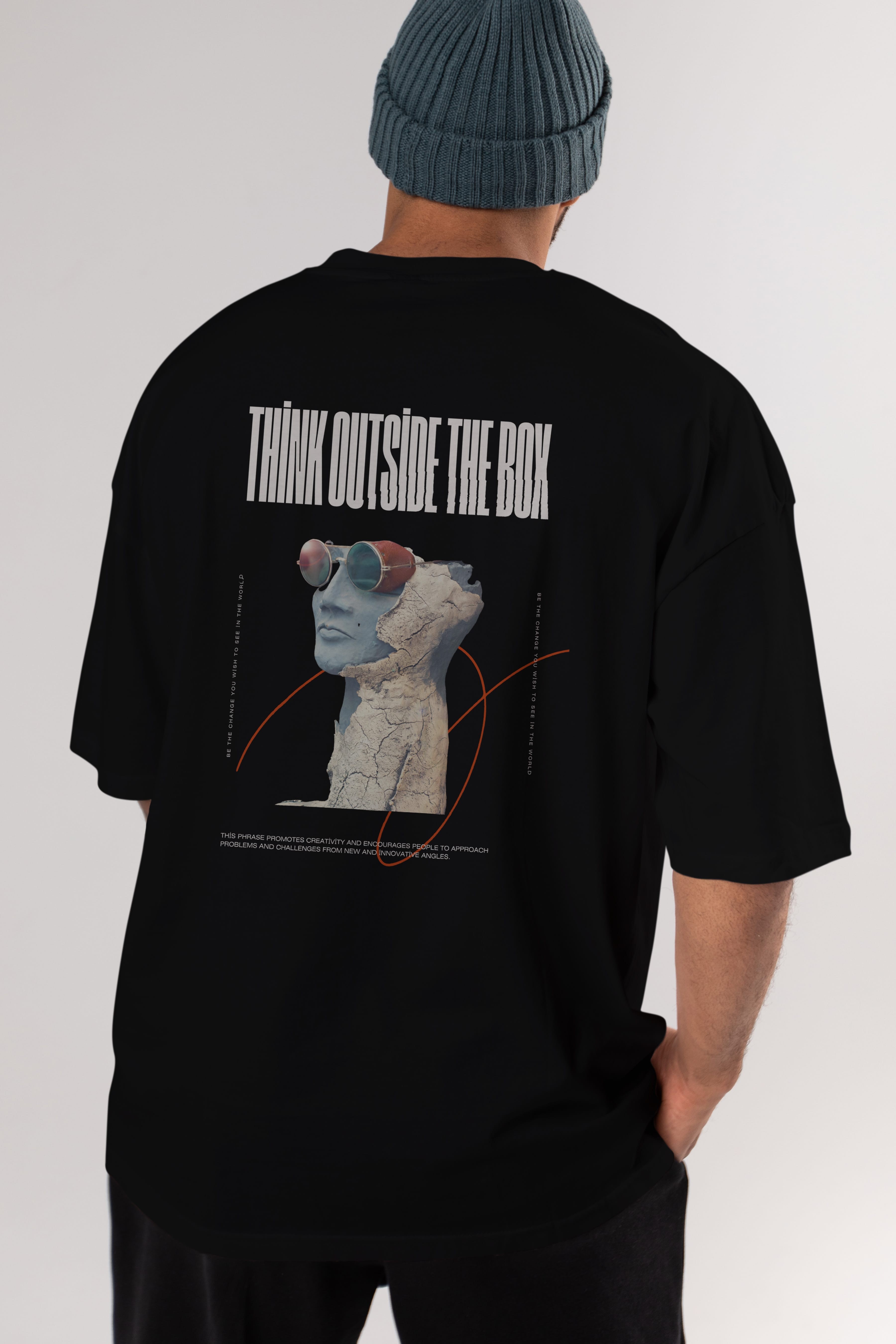 Think Outside The Box Arka Baskılı Oversize t-shirt Erkek Kadın Unisex