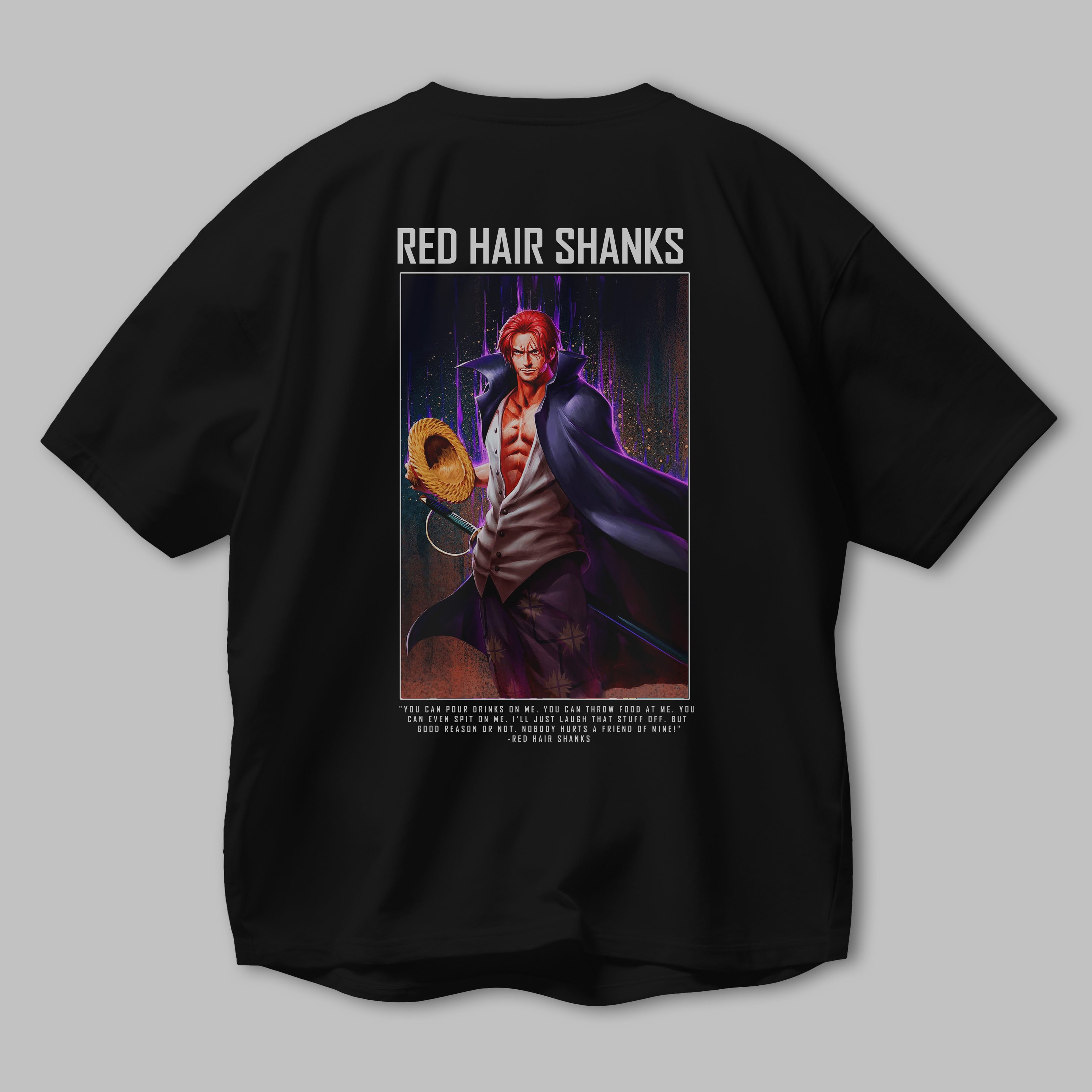 Shanks Anime Arka Baskılı Oversize t-shirt Erkek Kadın Unisex %100 pamuk tişort