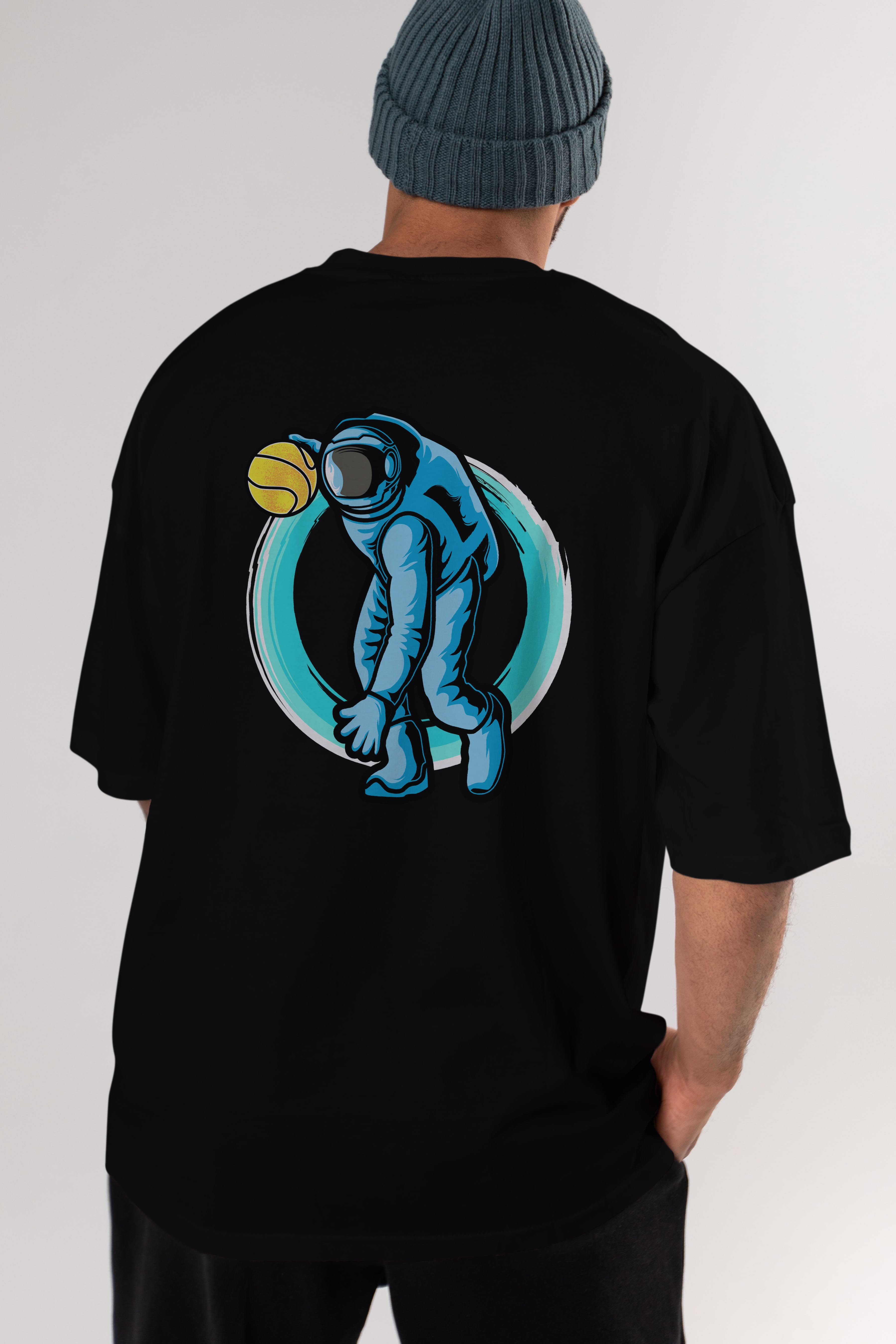 Astronaut Dribble Arka Baskılı Oversize t-shirt Erkek Kadın Unisex