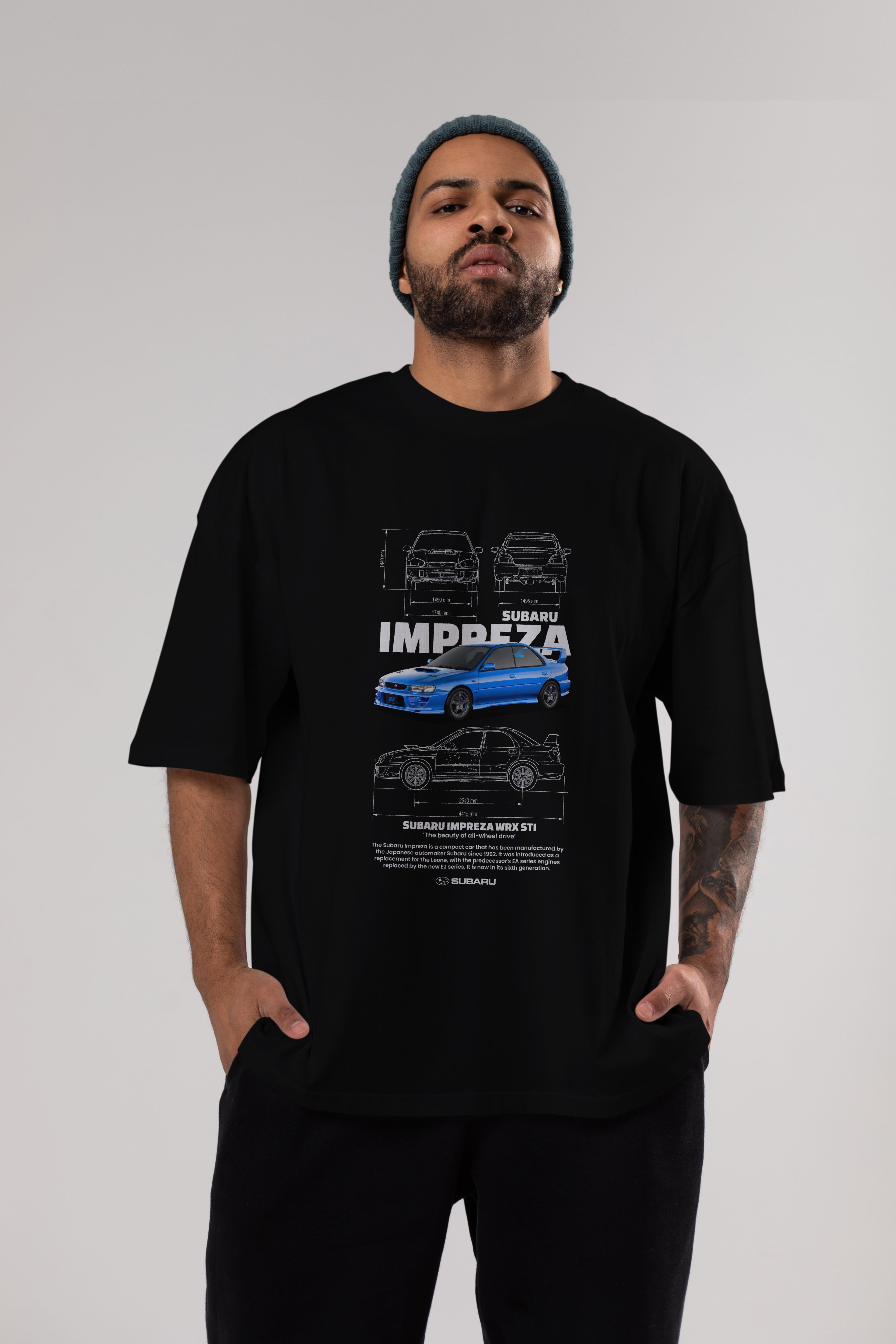 Subaru impreza wrx sti Ön Baskılı Oversize t-shirt Erkek Kadın Unisex %100 Pamuk Bisiklet Yaka tişort