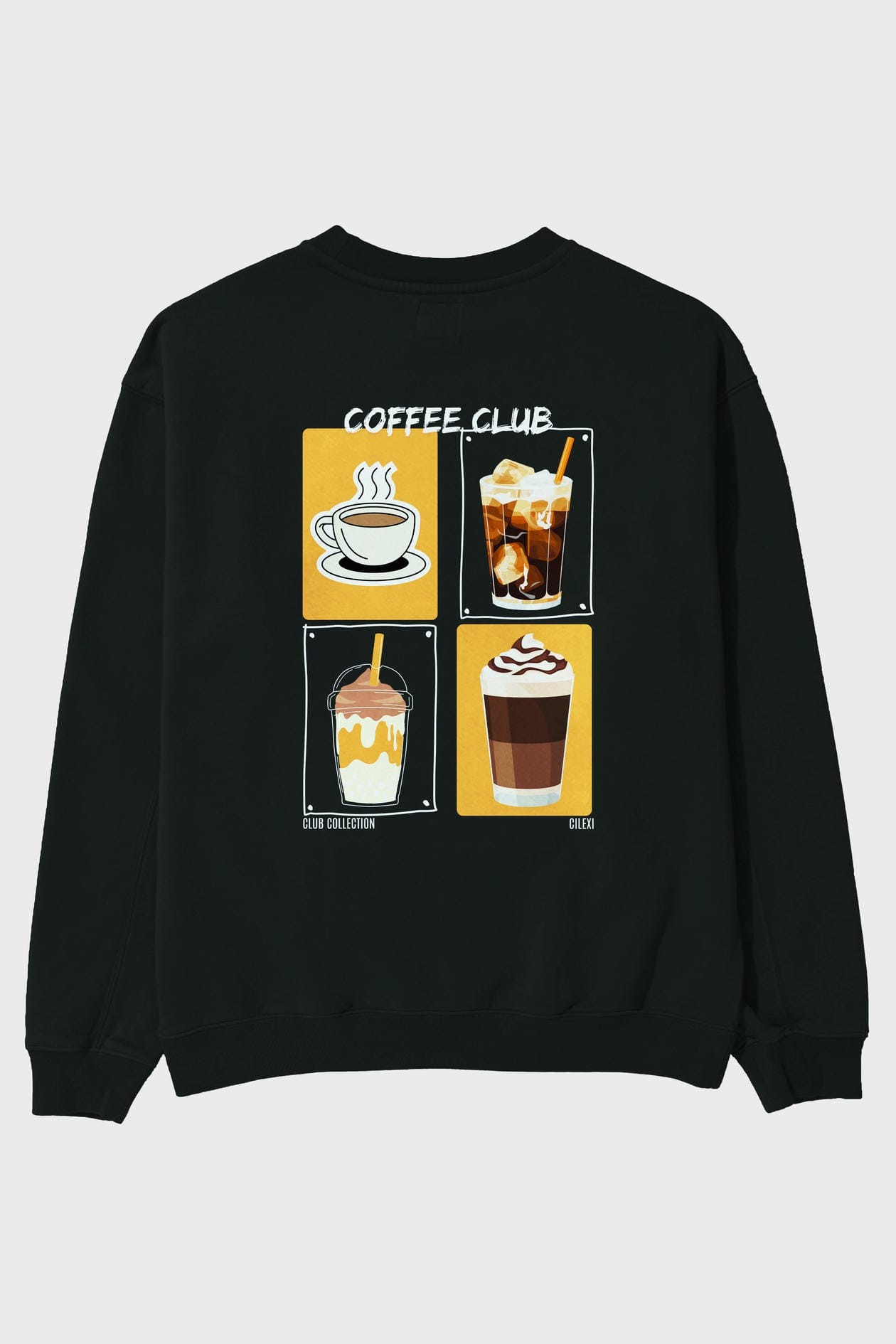 Coffee Club Arka Baskılı Oversize Sweatshirt Erkek Kadın Unisex