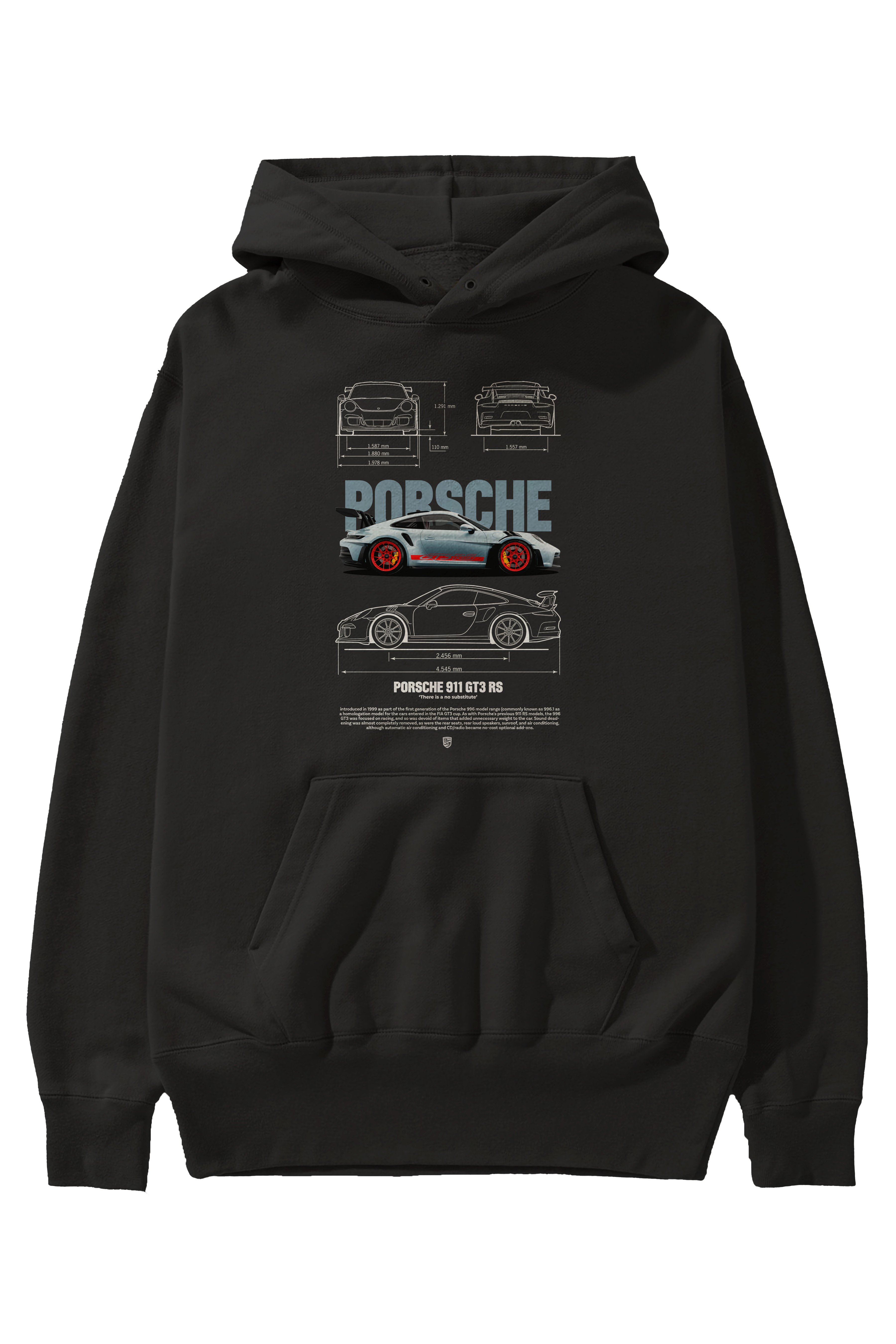 PORSCHE 911 GT3 RS 2 Ön Baskılı Hoodie Oversize Kapüşonlu Sweatshirt Erkek Kadın Unisex