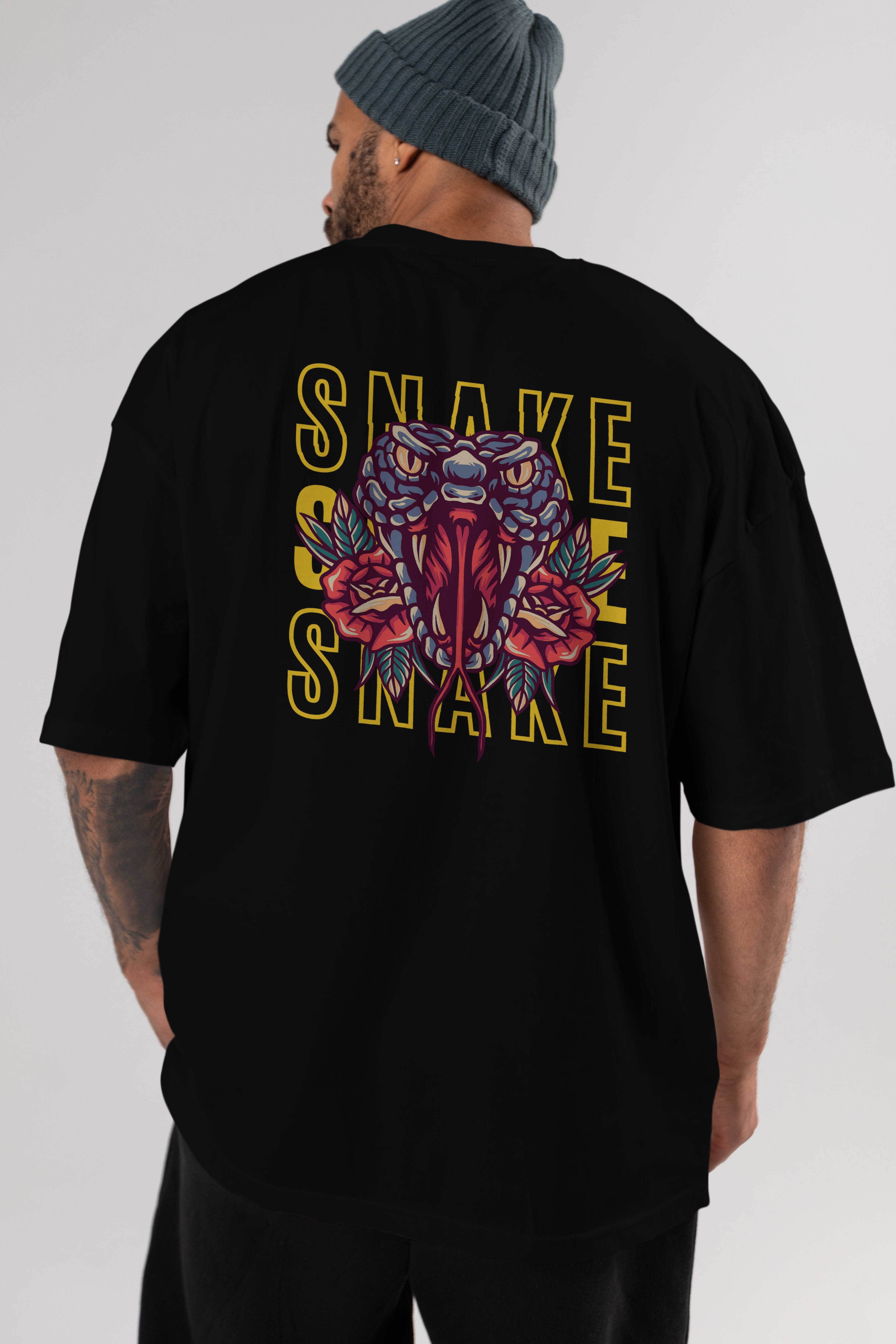 Snake Arka Baskılı Oversize t-shirt Erkek Kadın Unisex