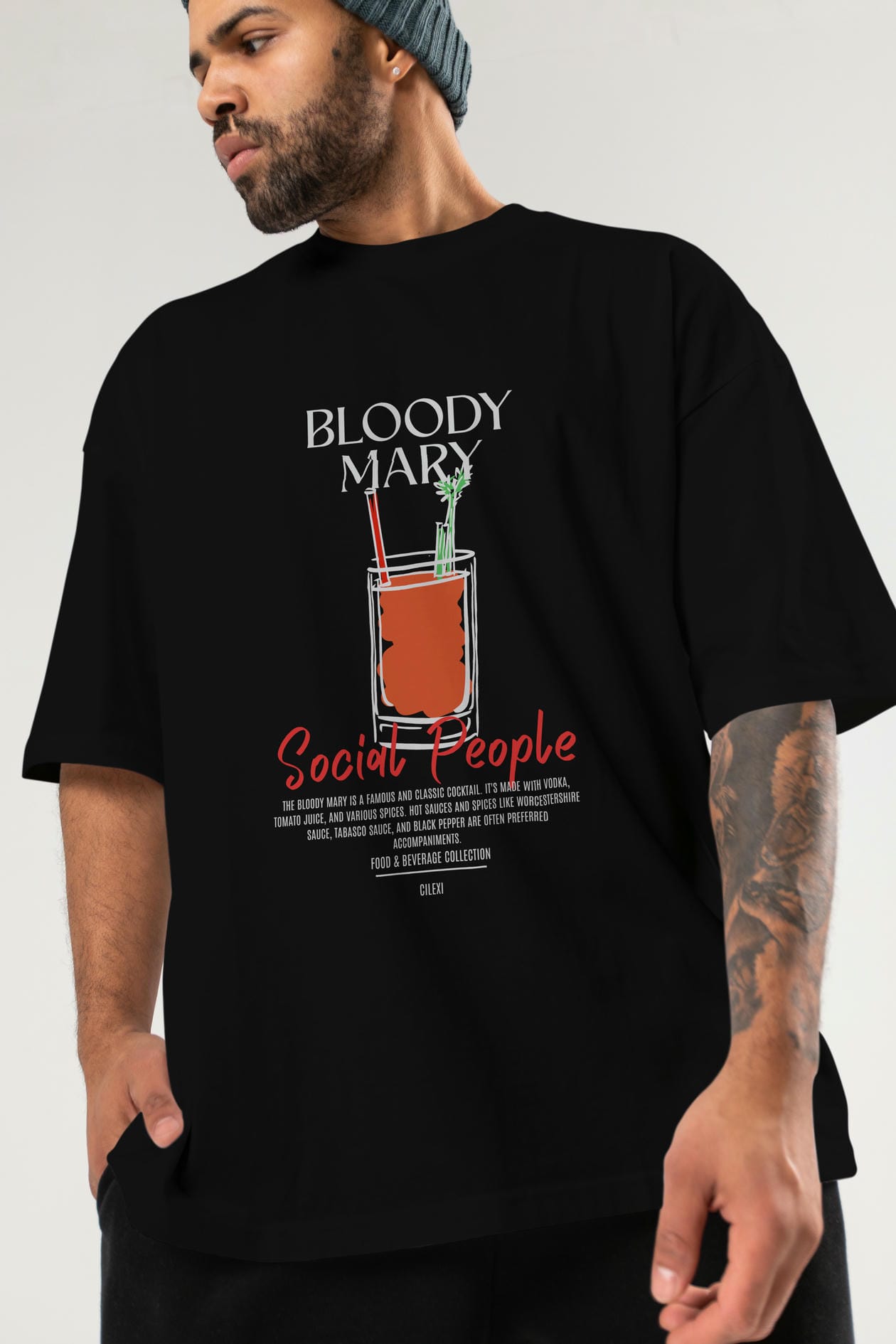 Bloody Mary Kokteyl Serisi ön Baskılı Oversize t-shirt Erkek Kadın %100 Pamuk Bisiklet Yaka tişort