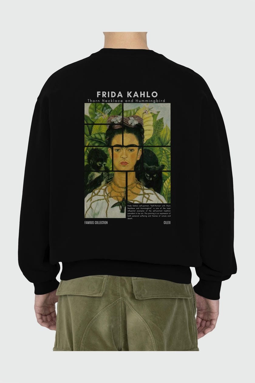 Frida Kahlo Arka Baskılı Oversize Sweatshirt Erkek Kadın Unisex