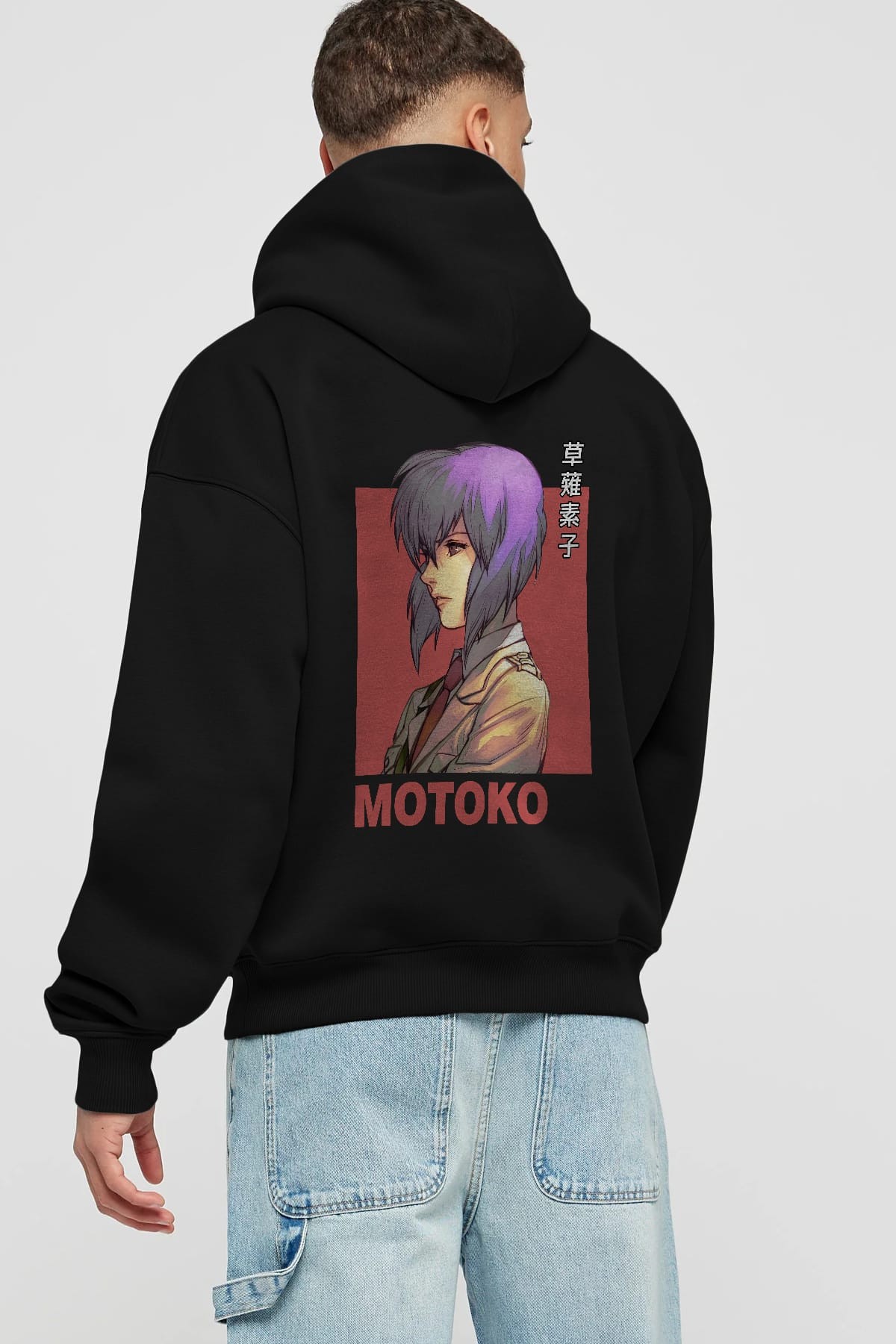 Motoko Kusanagi 12 Anime Arka Baskılı Hoodie Oversize Kapüşonlu Sweatshirt Erkek Kadın Unisex