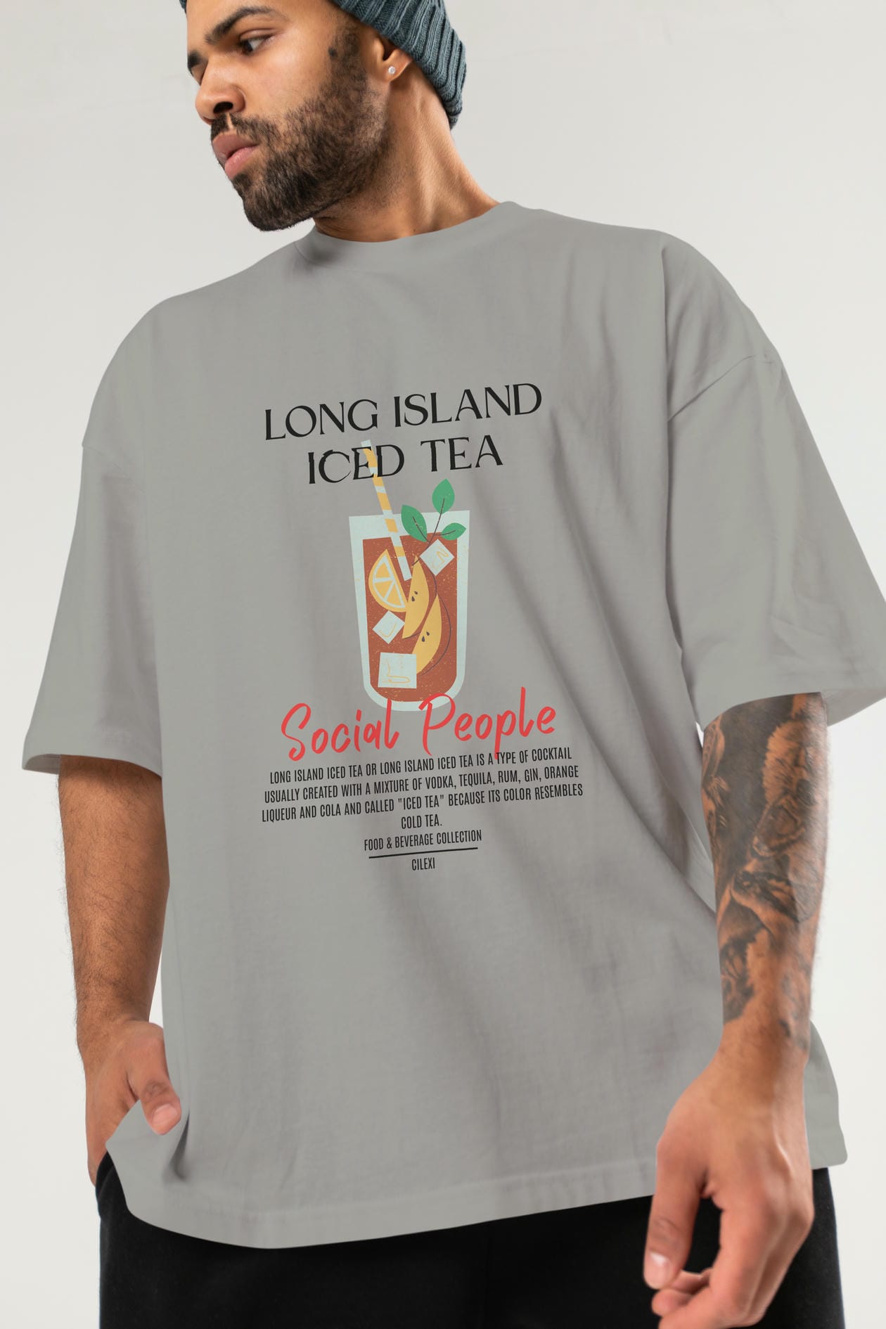 Long Island ıced tea Kokteyl Serisi ön Baskılı Oversize t-shirt Erkek Kadın %100 Pamuk Bisiklet Yaka tişort