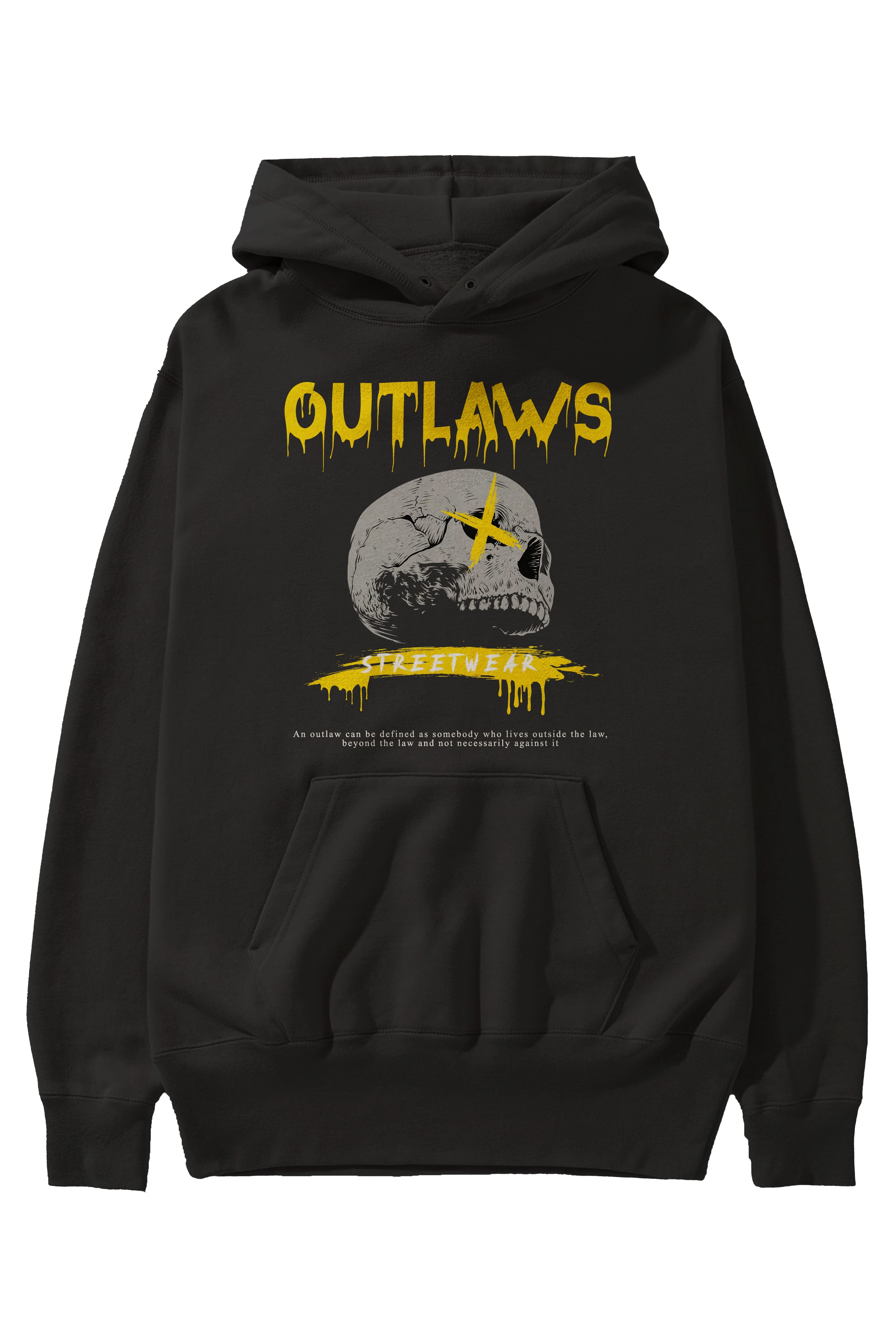 Outlaws Streetwear Ön Baskılı Hoodie Oversize Kapüşonlu Sweatshirt Erkek Kadın Unisex