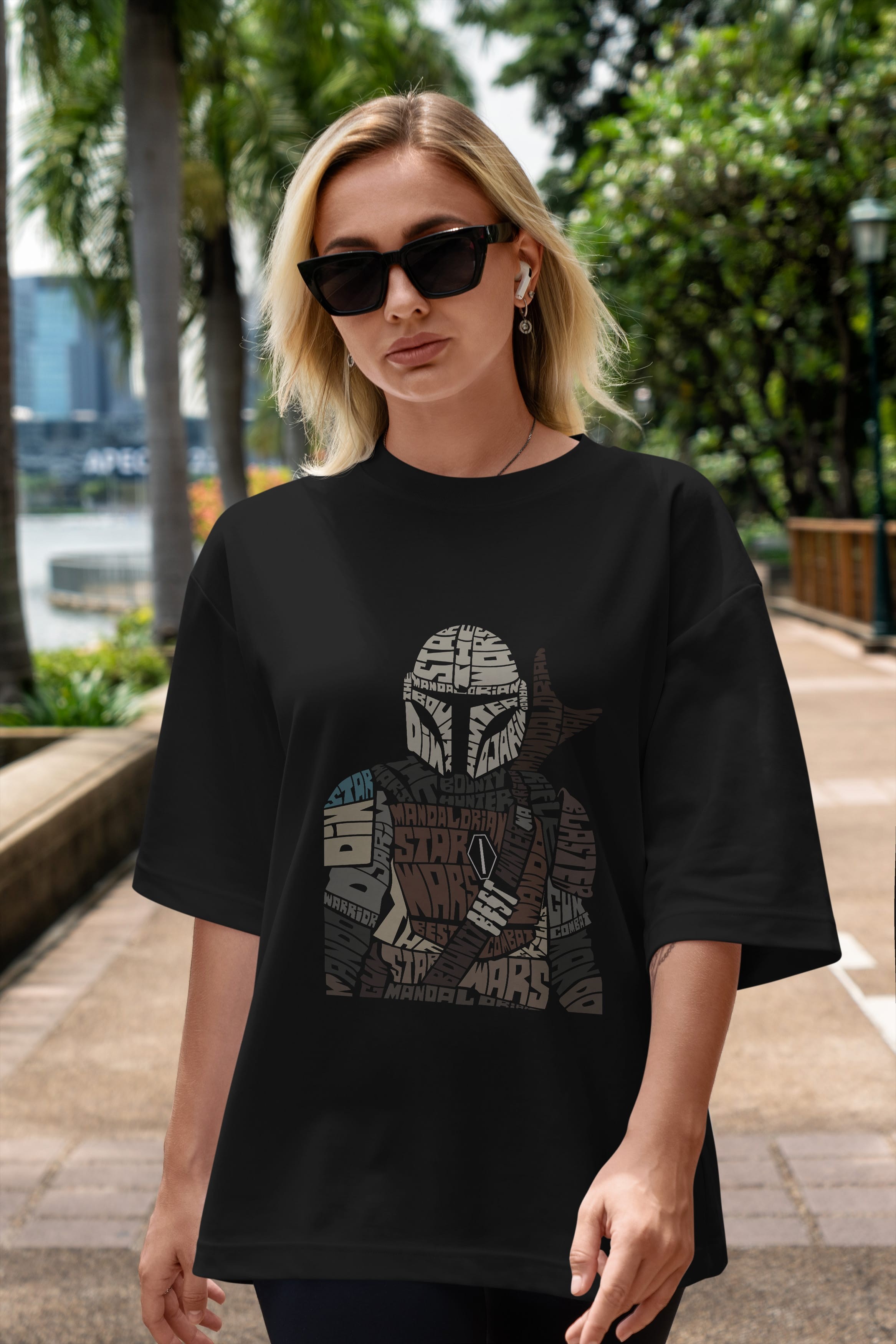 Mandalorian Ön Baskılı Oversize t-shirt %100 pamuk Erkek Kadın Unisex