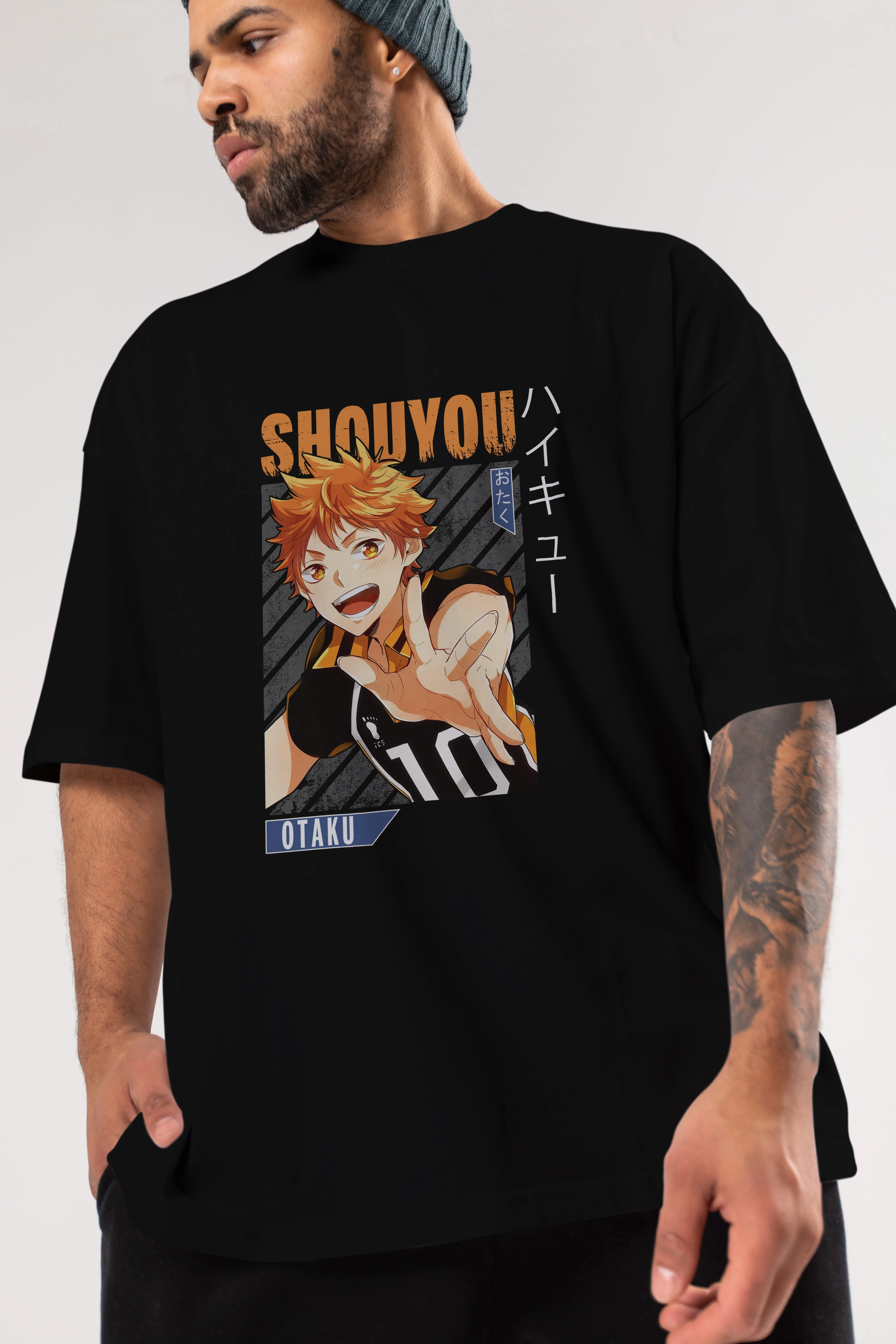 Shouyou Hinata 9 Anime Ön Baskılı Oversize t-shirt %100 pamuk Erkek Kadın Unisex