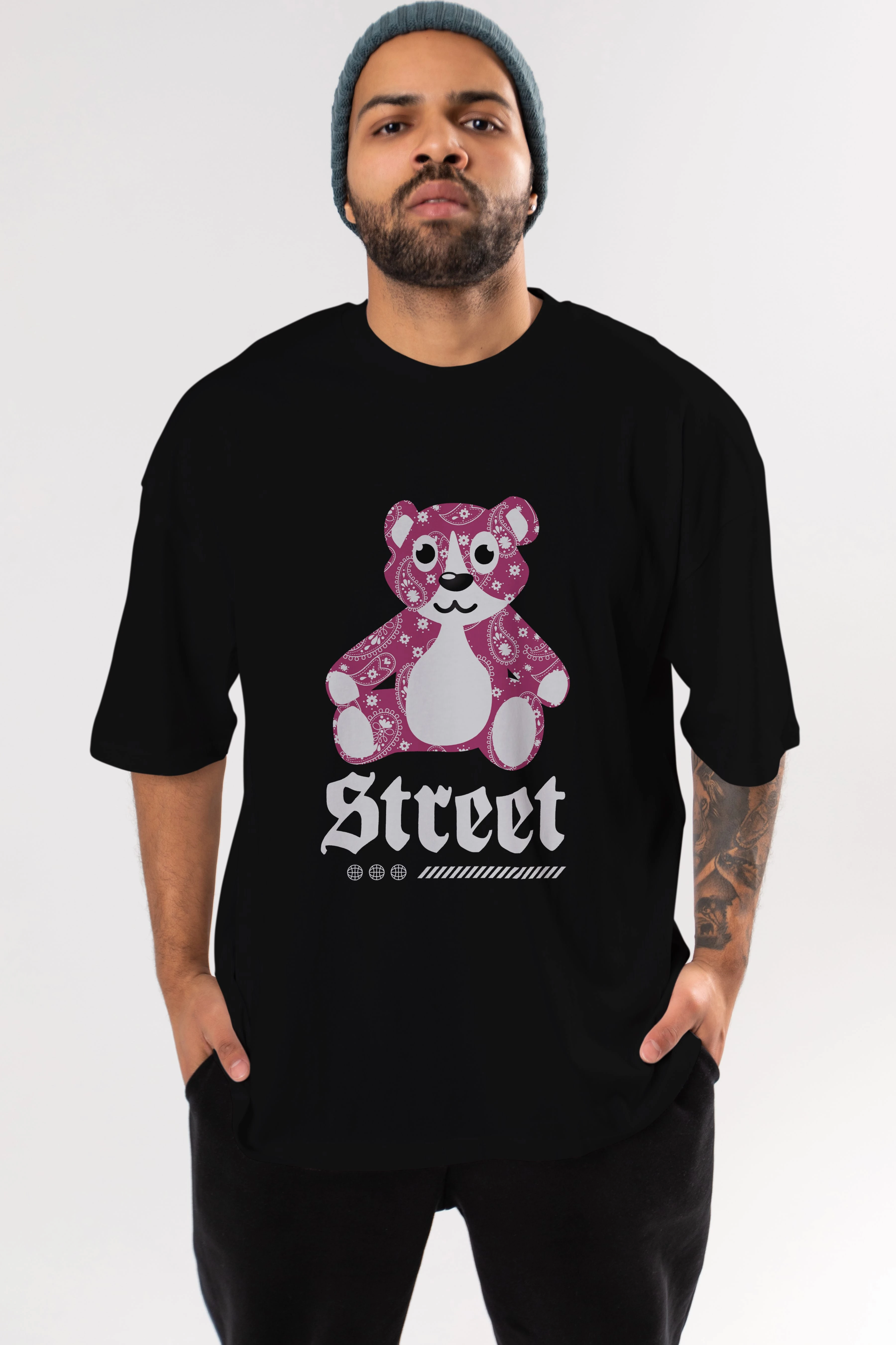 Street Bear Ön Baskılı Oversize t-shirt Erkek Kadın Unisex