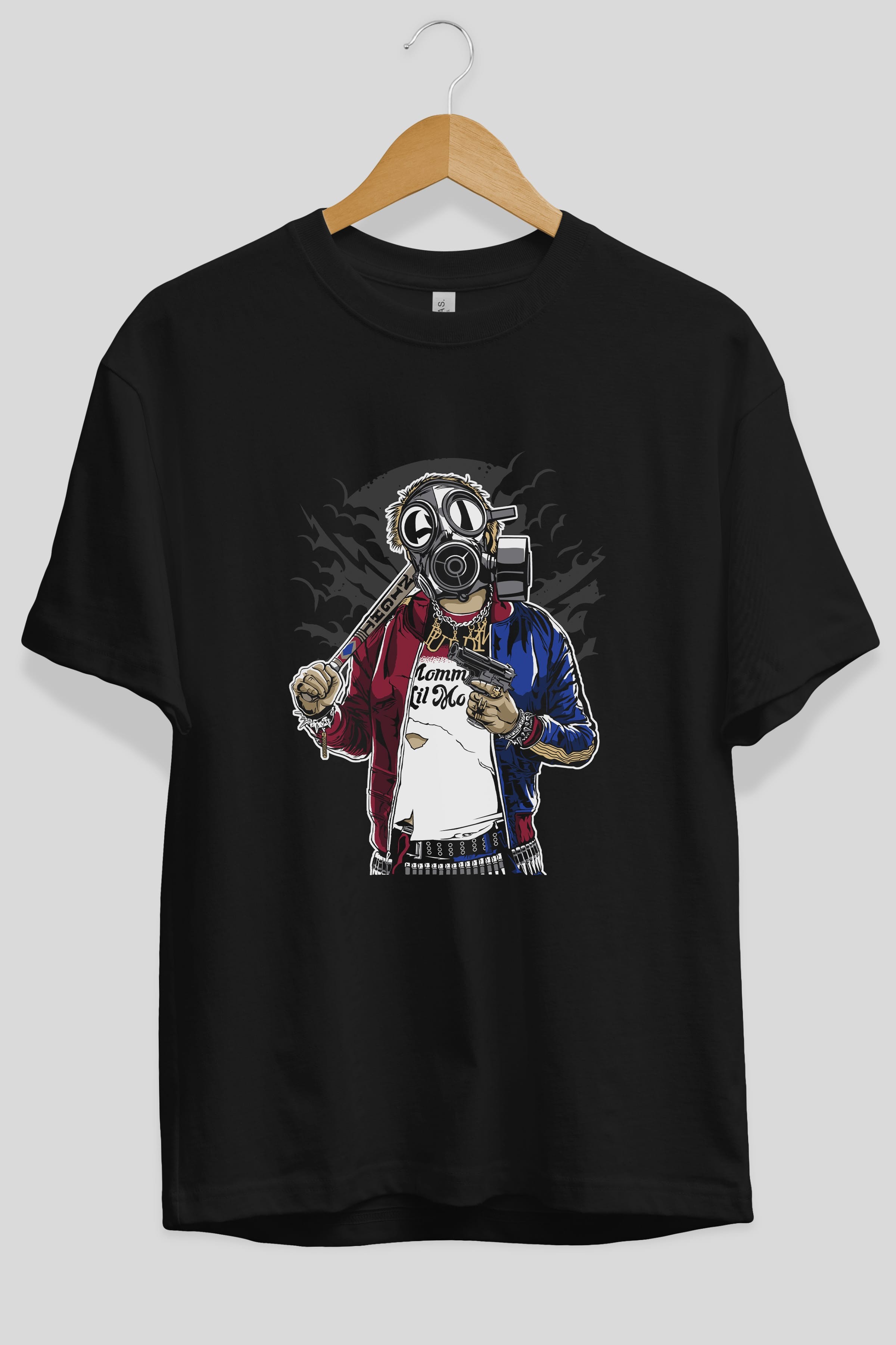 Suicide Gasmask Ön Baskılı Oversize t-shirt Erkek Kadın Unisex %100 Pamuk tişort