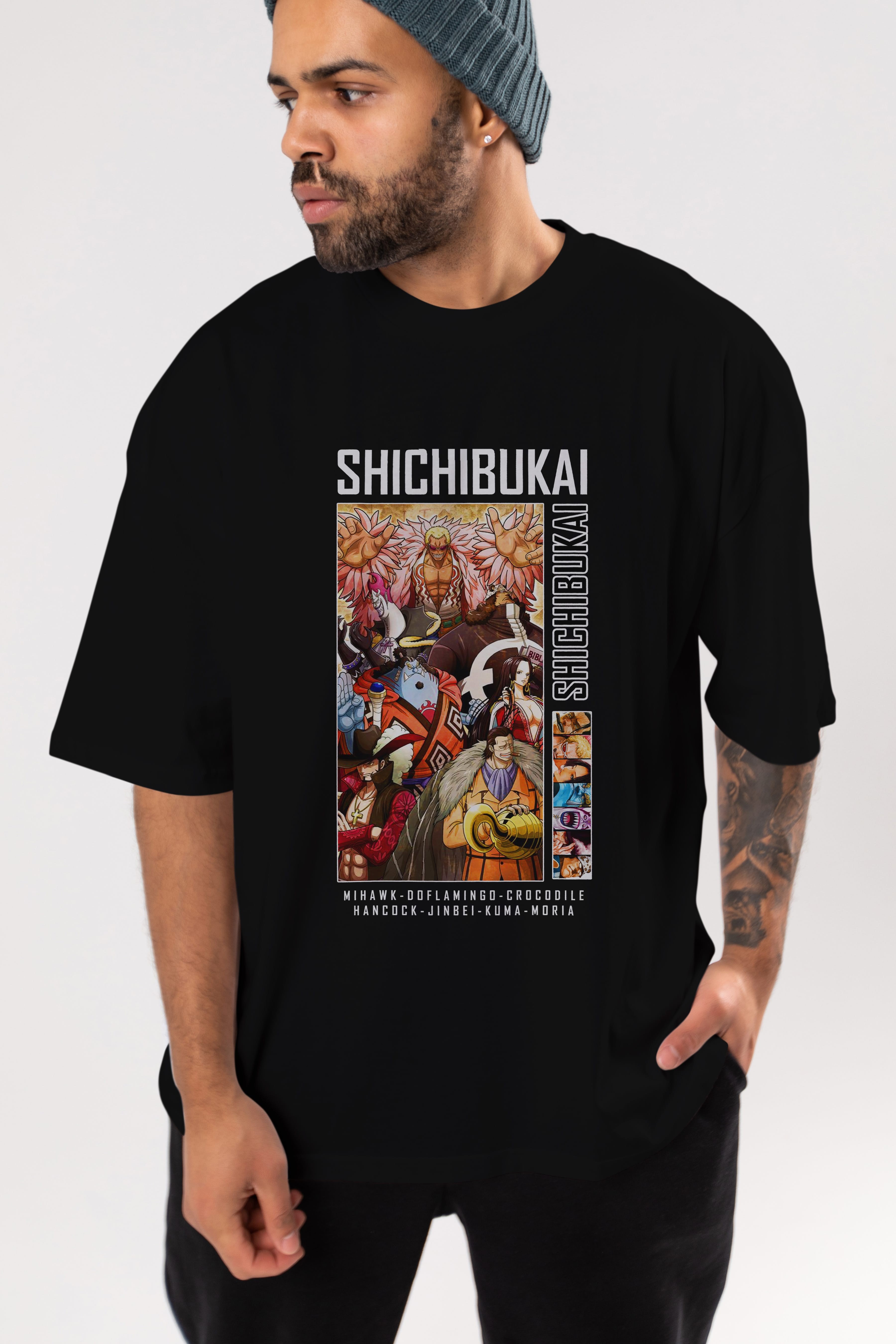 Shichibukai Anime Ön Baskılı Oversize t-shirt Erkek Kadın Unisex