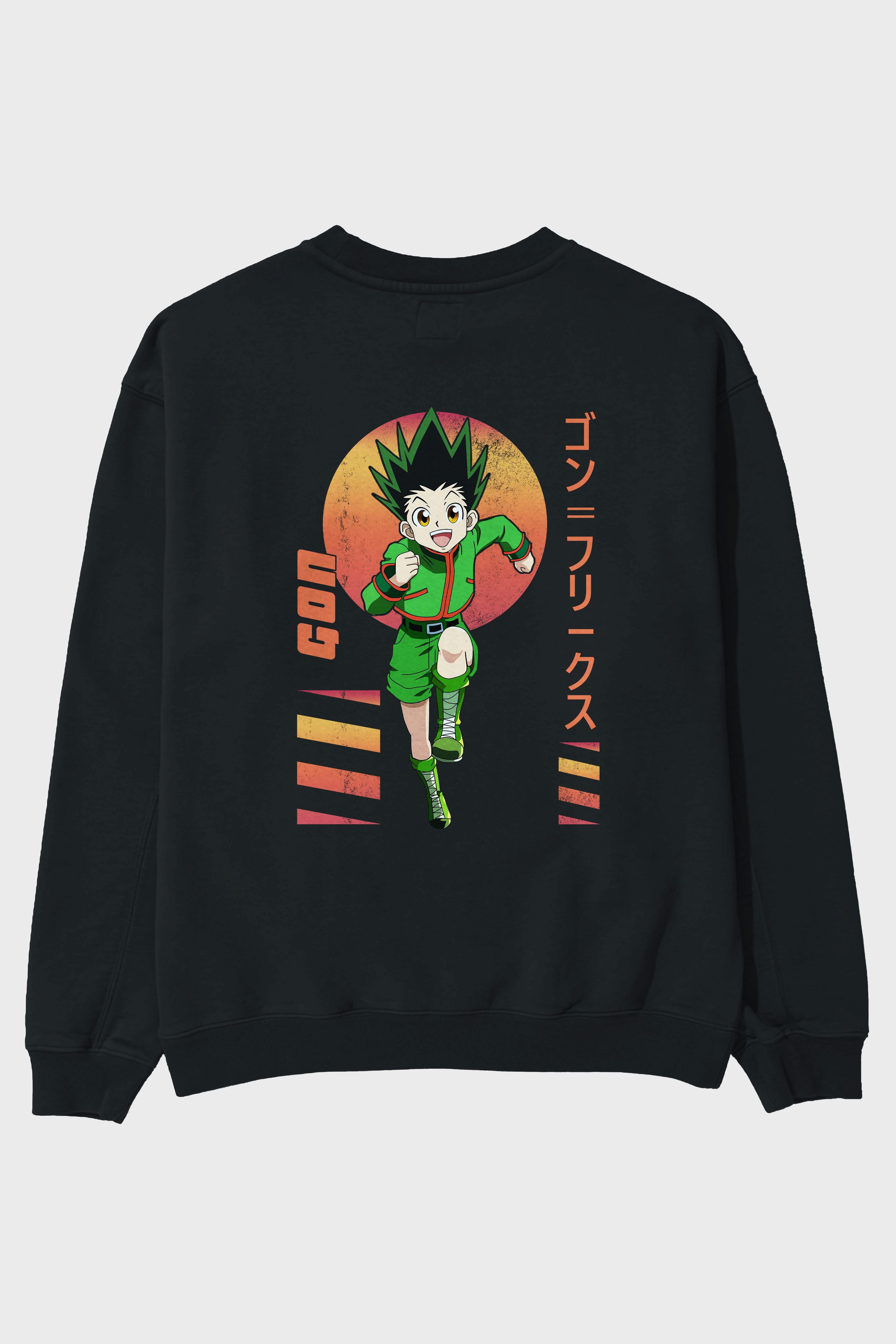 Gon Freecss HUNTER X HUNTER 2 Anime Arka Baskılı Oversize Sweatshirt Erkek Kadın Unisex