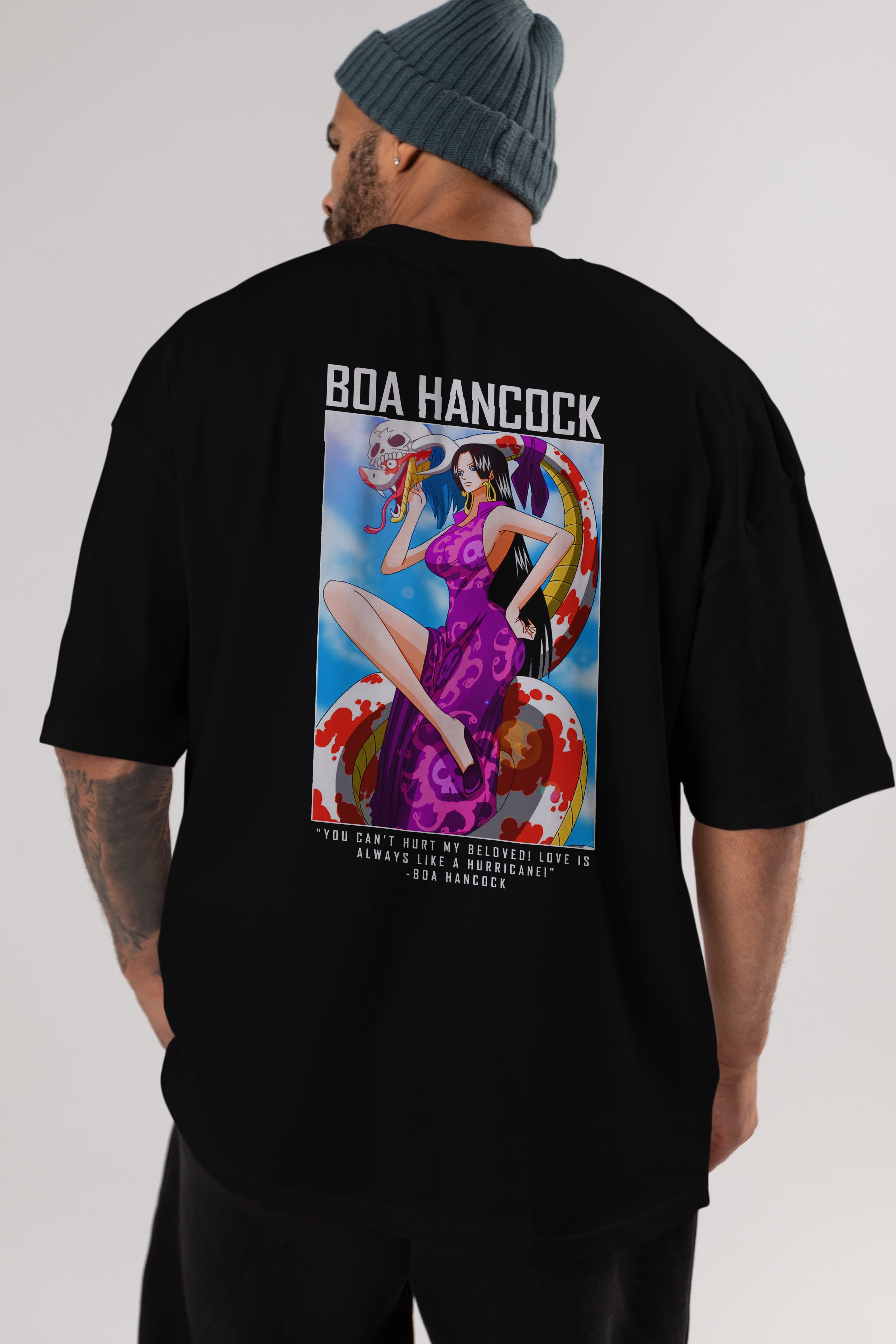 Boa Hancock Anime Arka Baskılı Oversize t-shirt Erkek Kadın Unisex %100 pamuk tişort