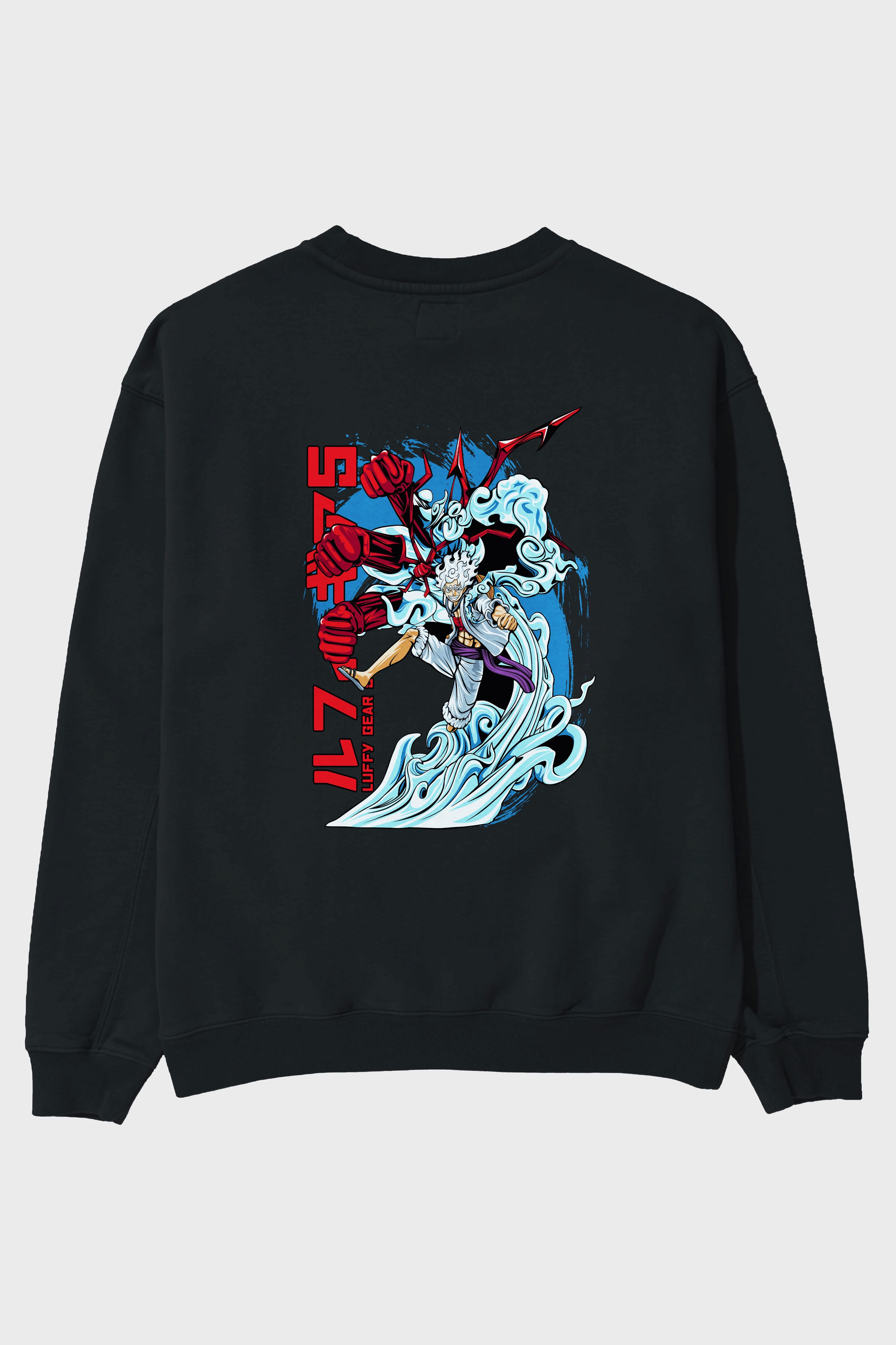 MONKEY D. LUFFY GEAR5 2 Anime Arka Baskılı Oversize Sweatshirt Erkek Kadın Unisex