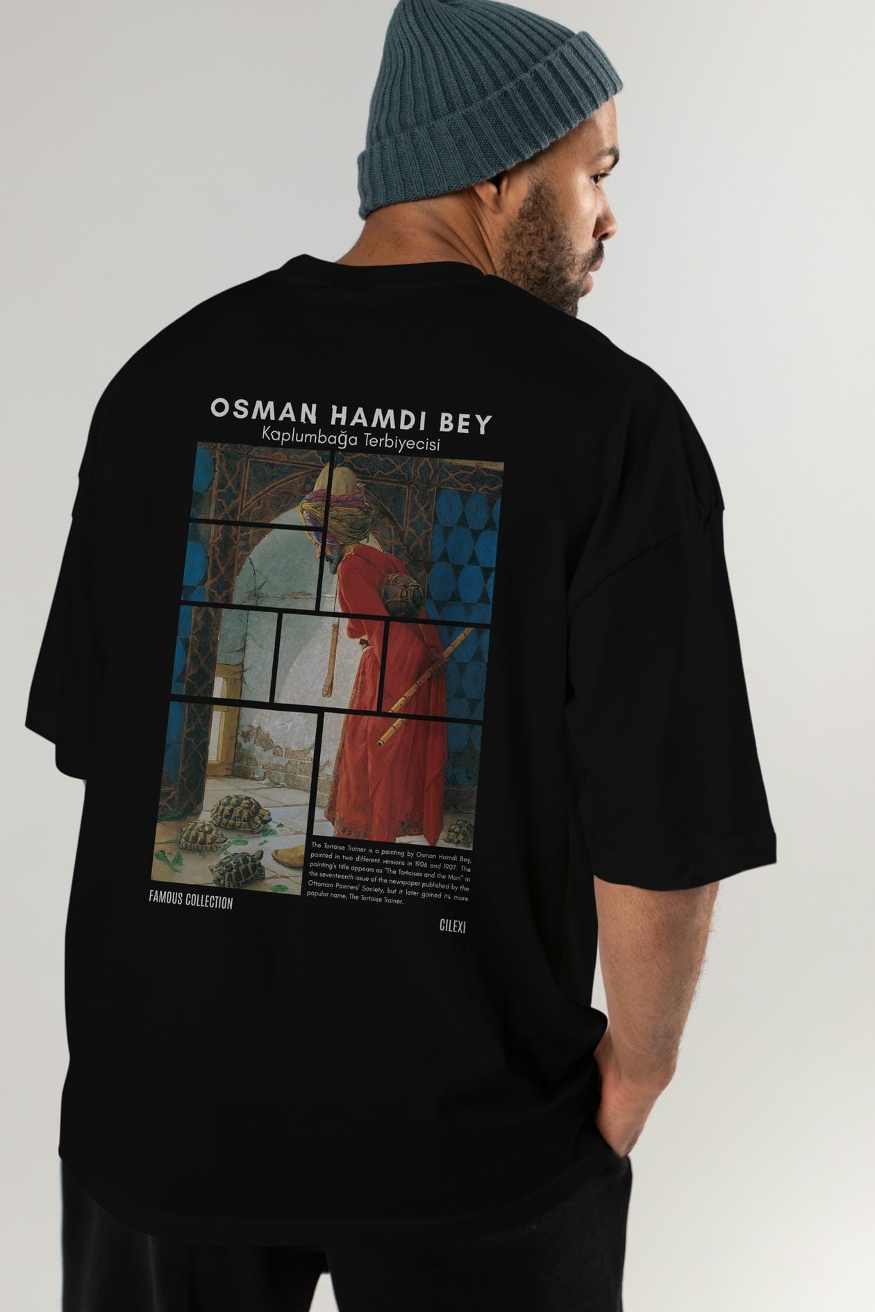 Osman Hamdi Bey Arka Baskılı Oversize t-shirt Erkek Kadın Bisiklet Yaka Pamuk tişort