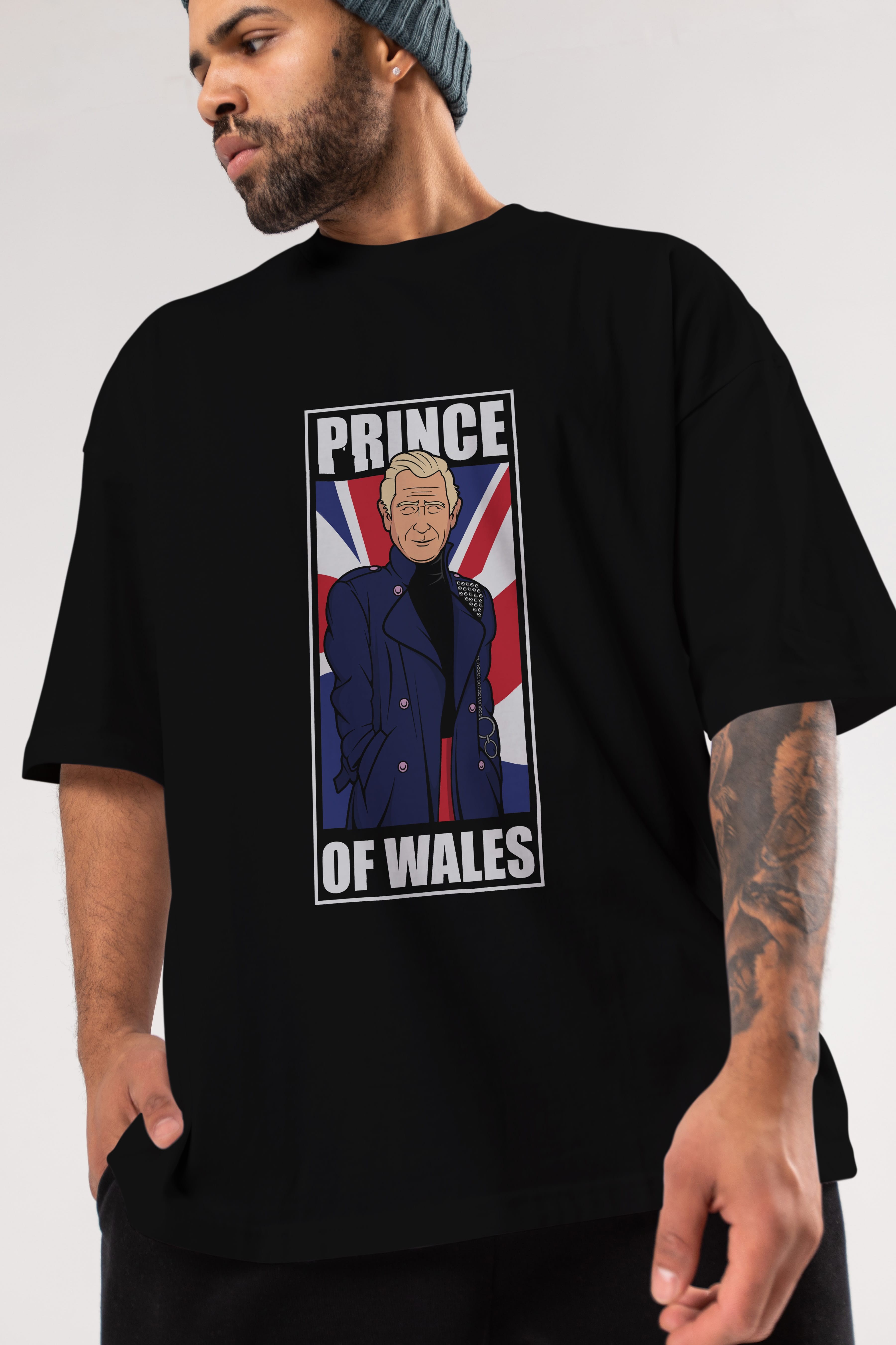 Prince Charles Ön Baskılı Oversize t-shirt Erkek Kadın Unisex %100 Pamuk tişort