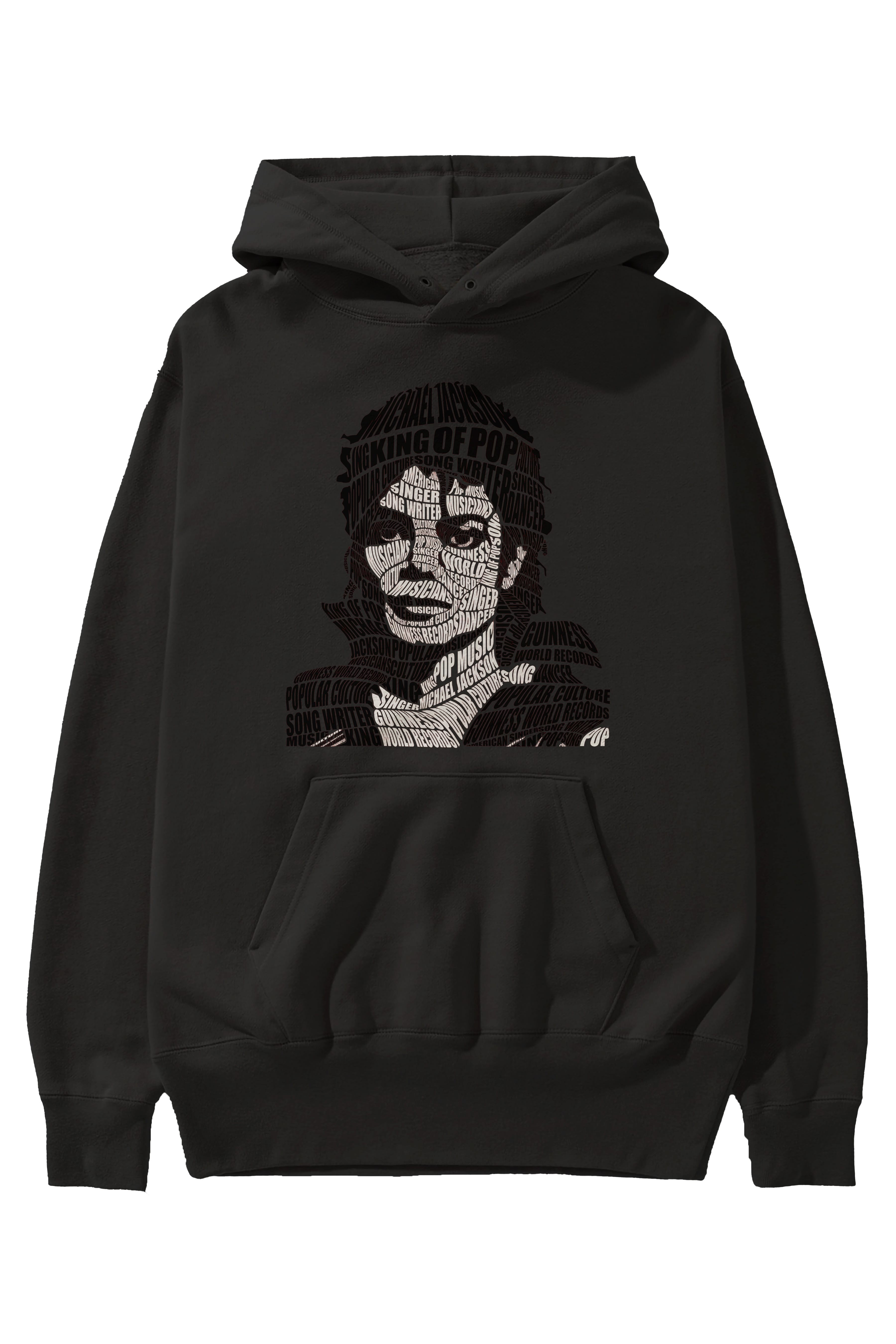 Michael Jackson Calligram Ön Baskılı Hoodie Oversize Kapüşonlu Sweatshirt Erkek Kadın Unisex