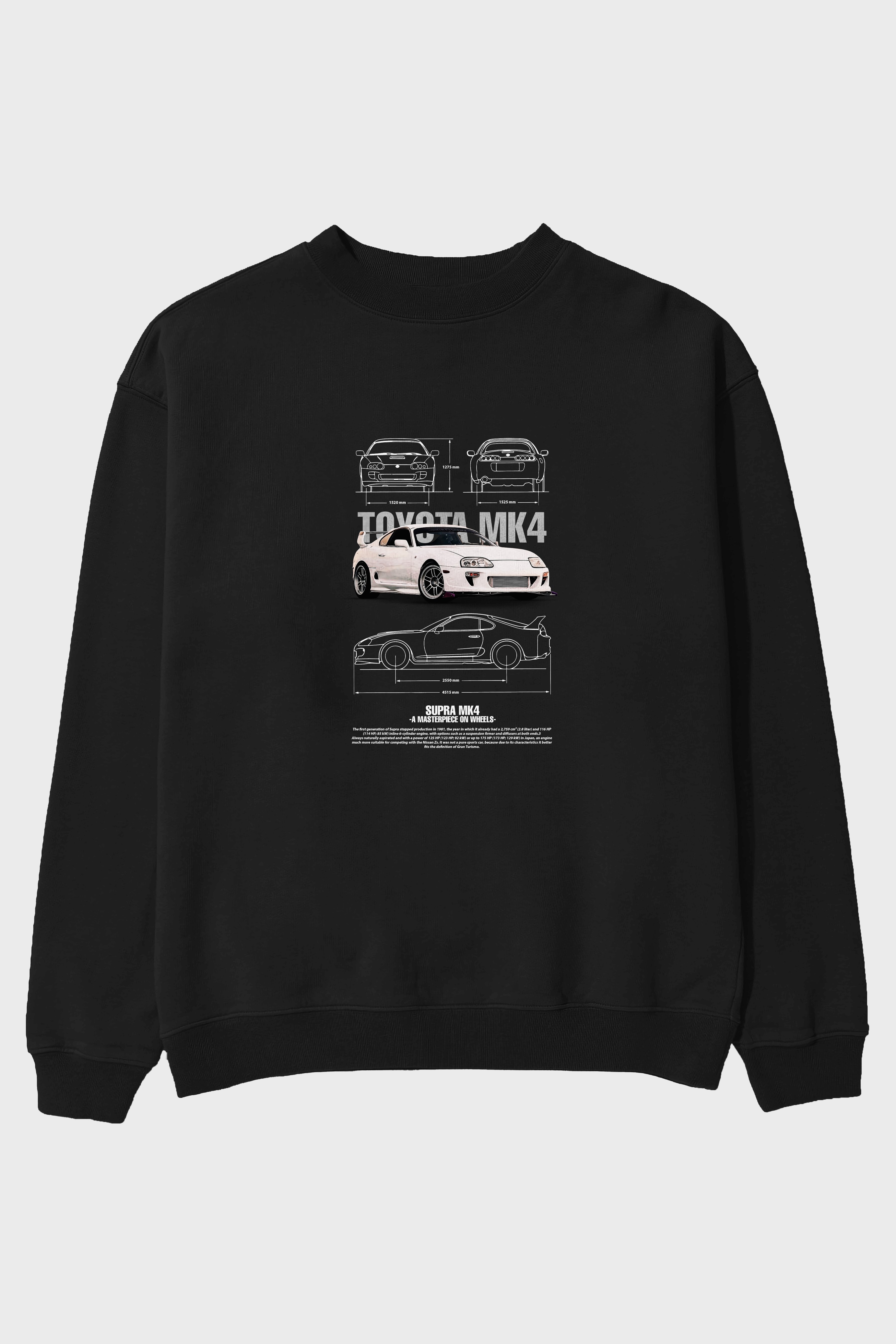 Toyota SUPRA MK4 2 Ön Baskılı Anime Oversize Sweatshirt Erkek Kadın Unisex