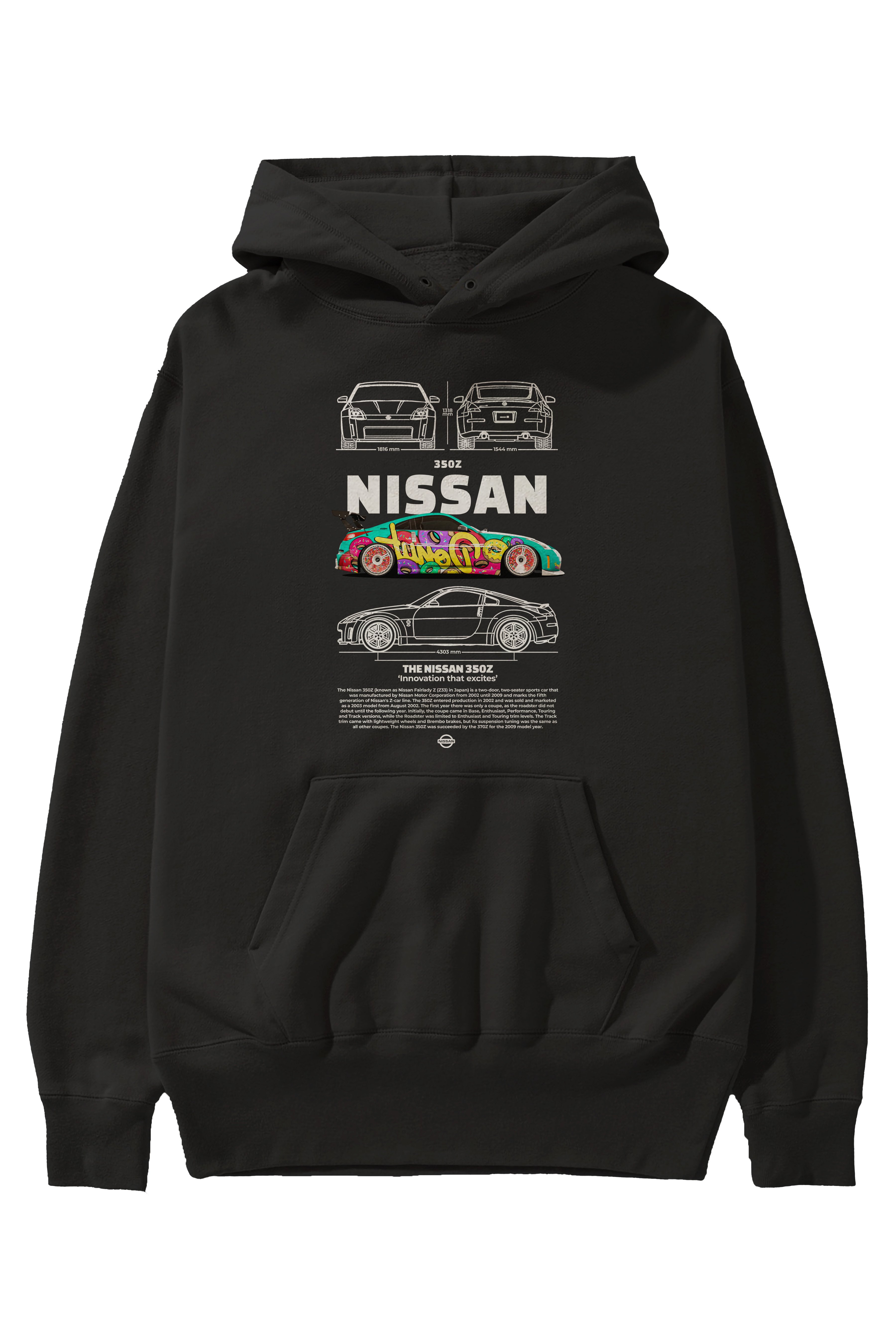 Nissan 350Z 3 Ön Baskılı Hoodie Oversize Kapüşonlu Sweatshirt Erkek Kadın Unisex