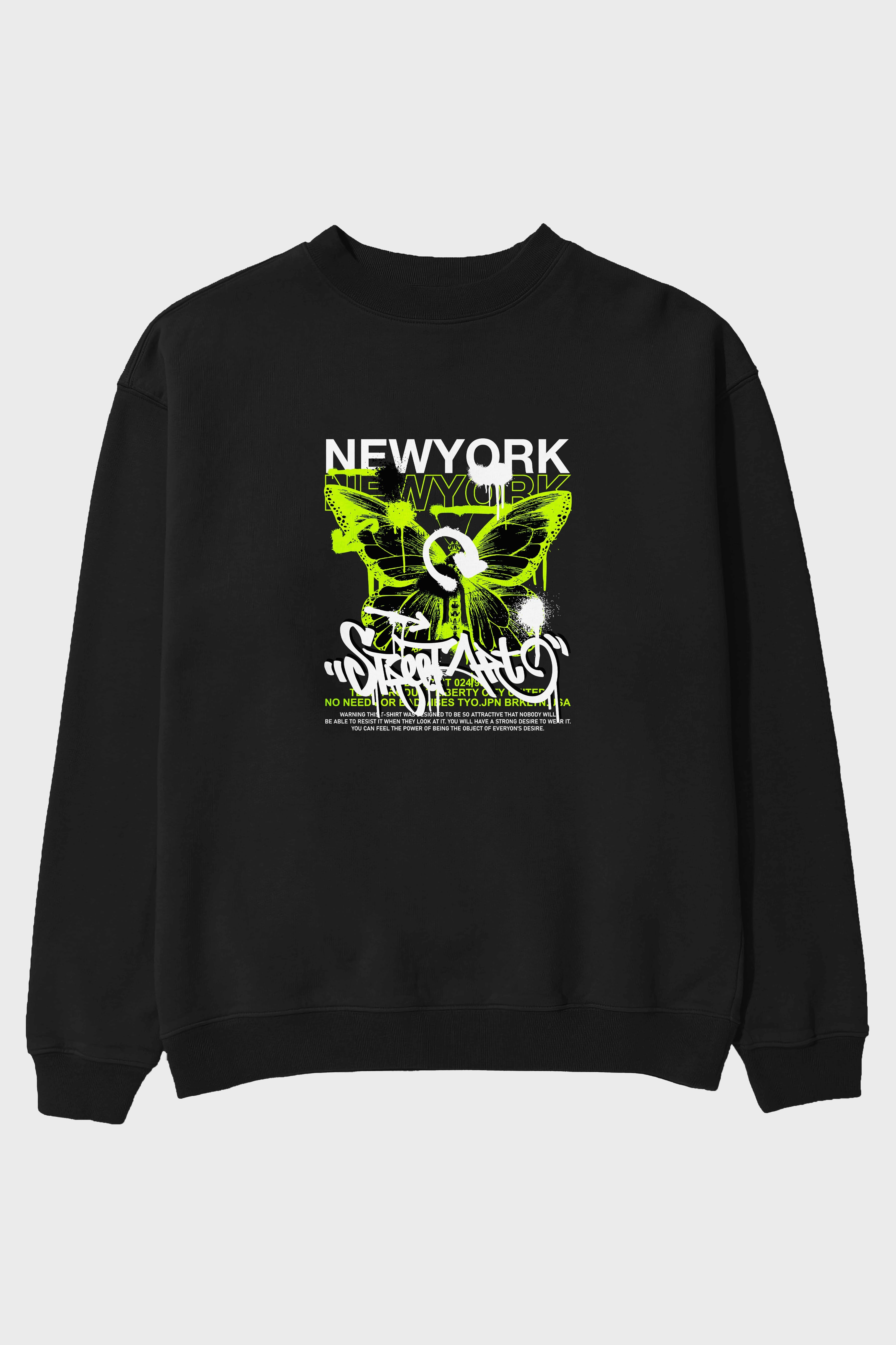 New York Street Style Ön Baskılı Oversize Sweatshirt Erkek Kadın Unisex