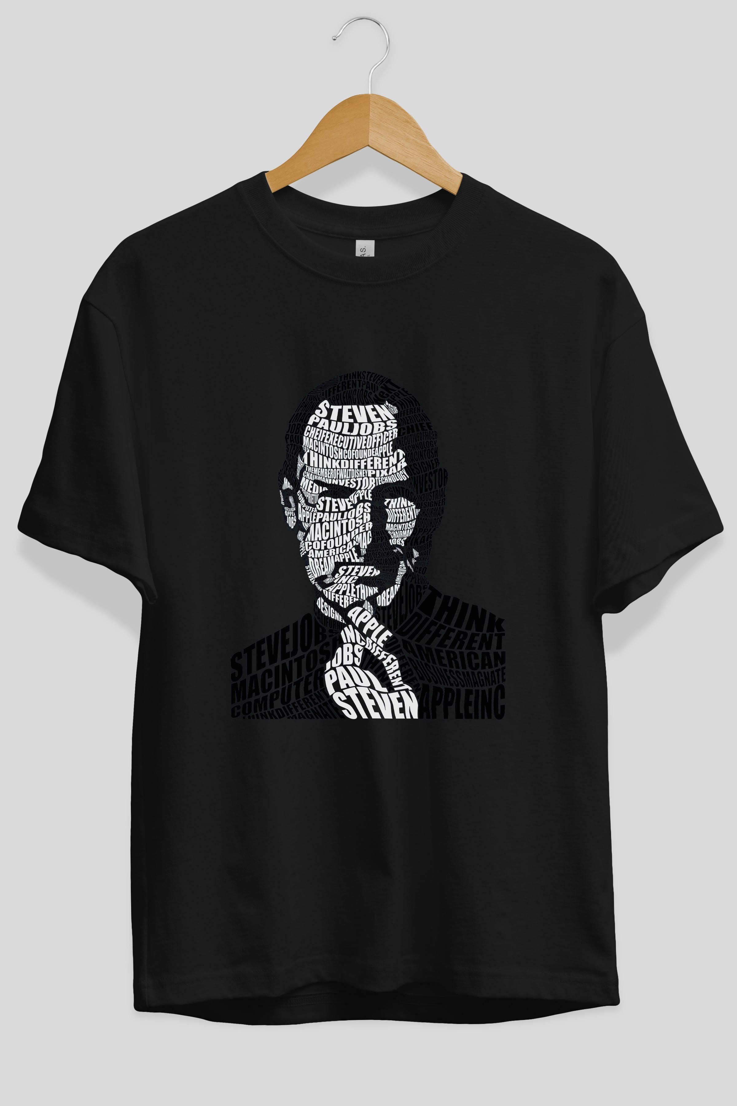 Steve Jobs Calligram Ön Baskılı Oversize t-shirt %100 pamuk Erkek Kadın Unisex