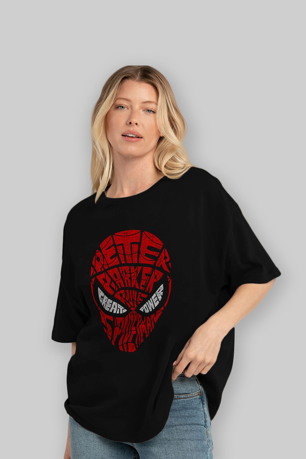 Spiderman Ön Baskılı Oversize t-shirt %100 pamuk Erkek Kadın Unisex