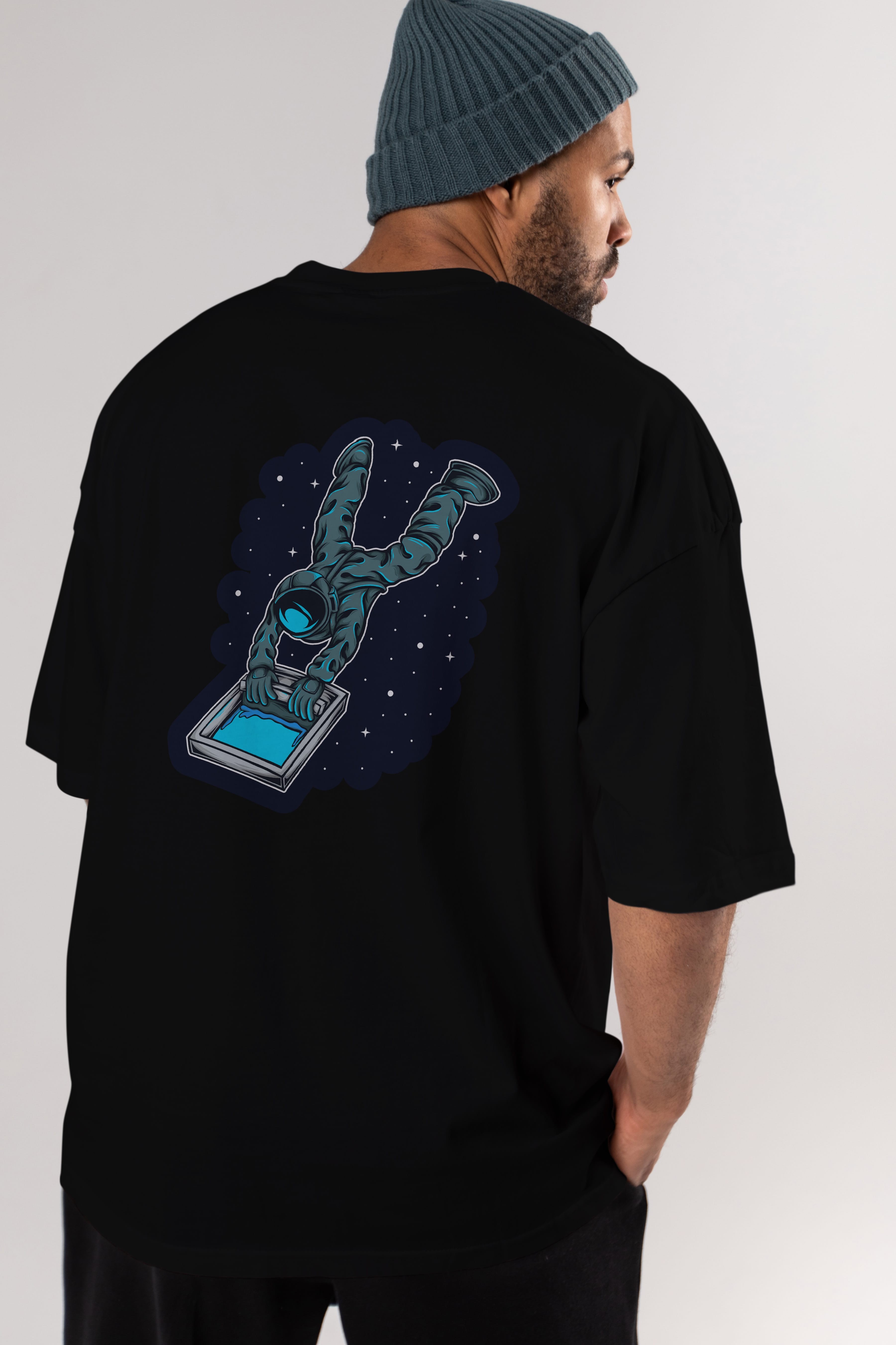 Astroscreen Sticker Arka Baskılı Oversize t-shirt Erkek Kadın Unisex