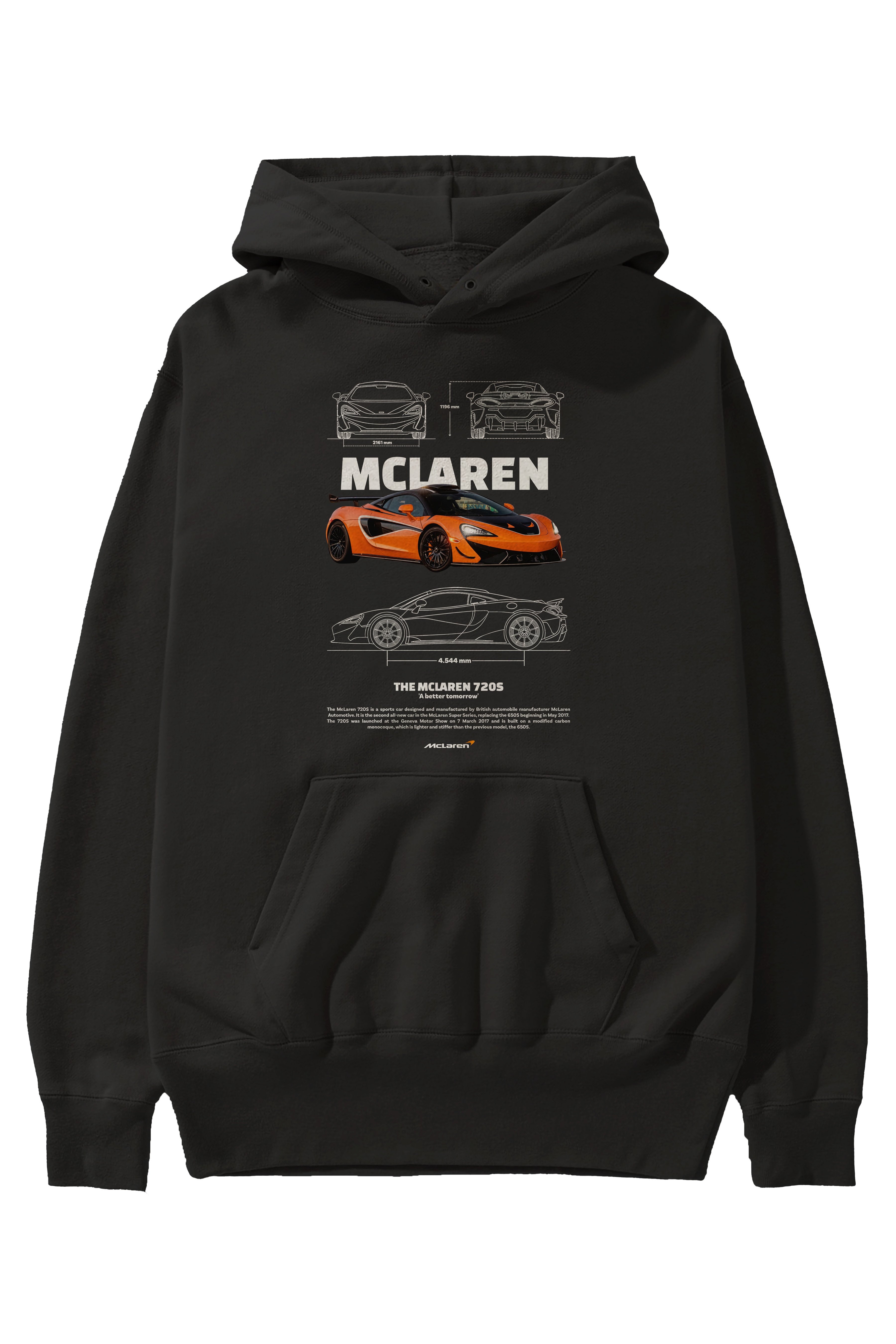 MCLAREN 720S ORANGE Ön Baskılı Hoodie Oversize Kapüşonlu Sweatshirt Erkek Kadın Unisex