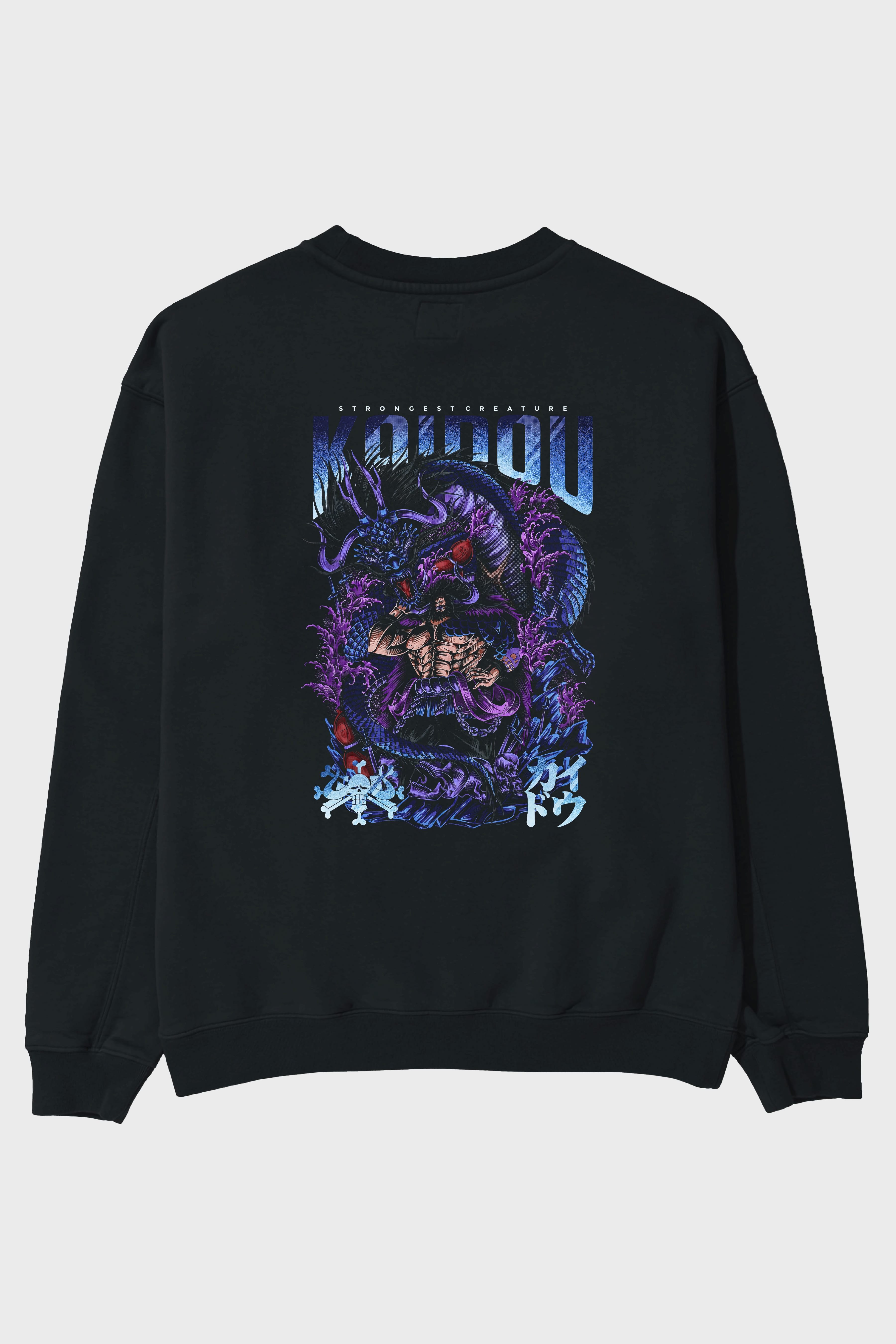 KAIDOU ONE PIECE Anime Arka Baskılı Oversize Sweatshirt Erkek Kadın Unisex