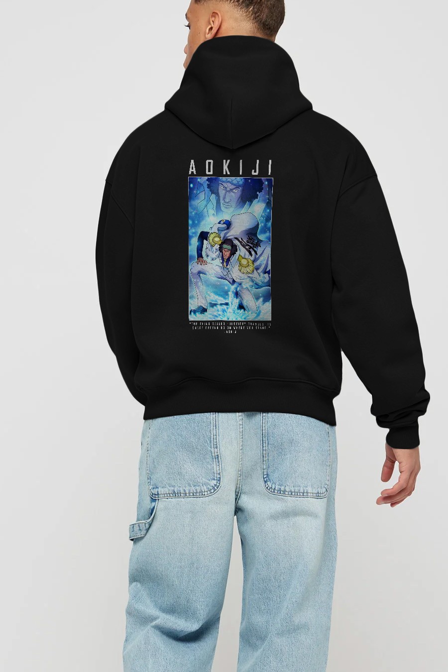 Kuzan Anime Arka Baskılı Hoodie Oversize Kapüşonlu Sweatshirt Erkek Kadın Unisex