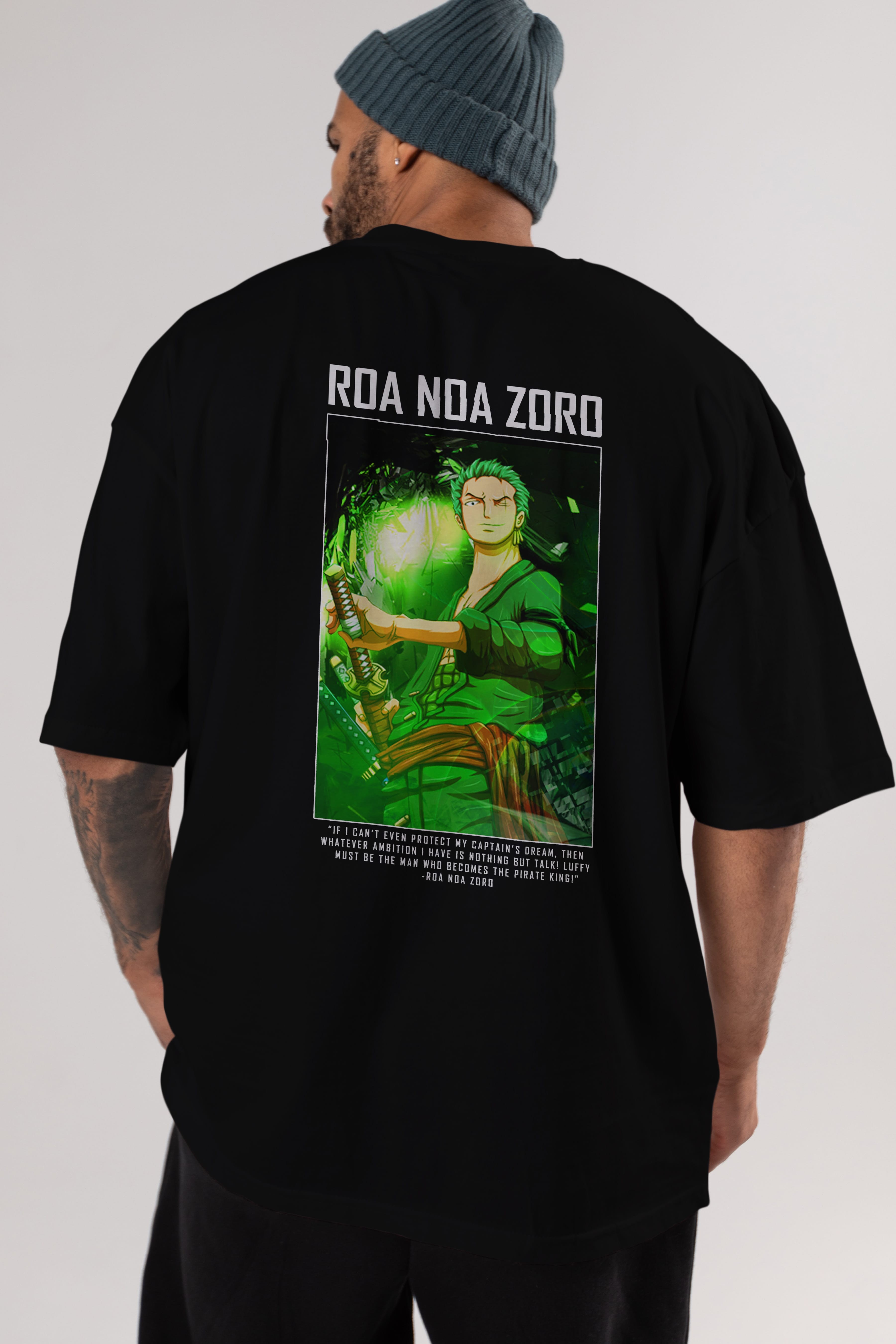 Roronoa Zoro 5 Anime Arka Baskılı Oversize t-shirt Erkek Kadın Unisex %100 pamuk tişort