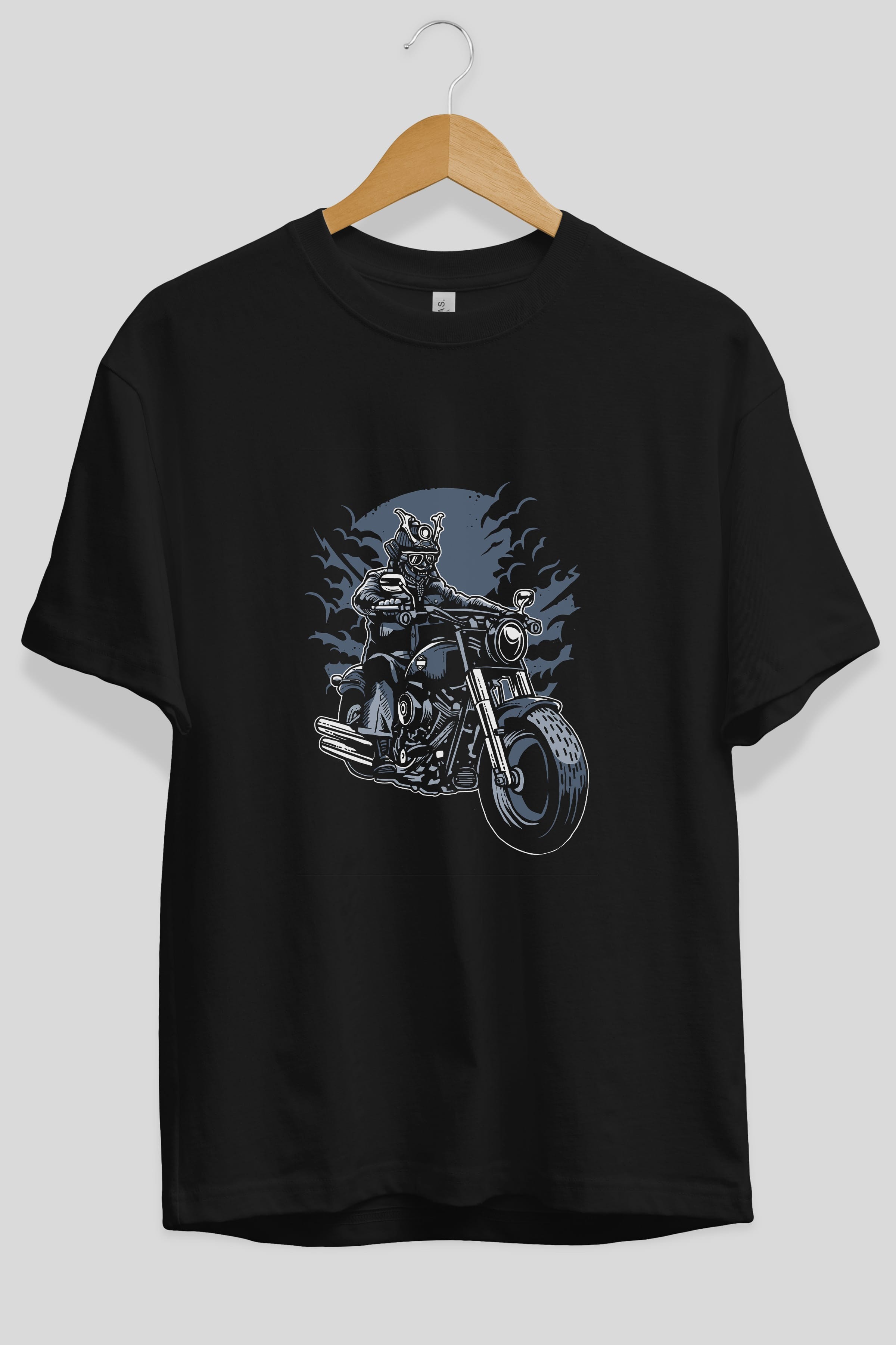 Samurai Ride Ön Baskılı Oversize t-shirt Erkek Kadın Unisex %100 Pamuk tişort