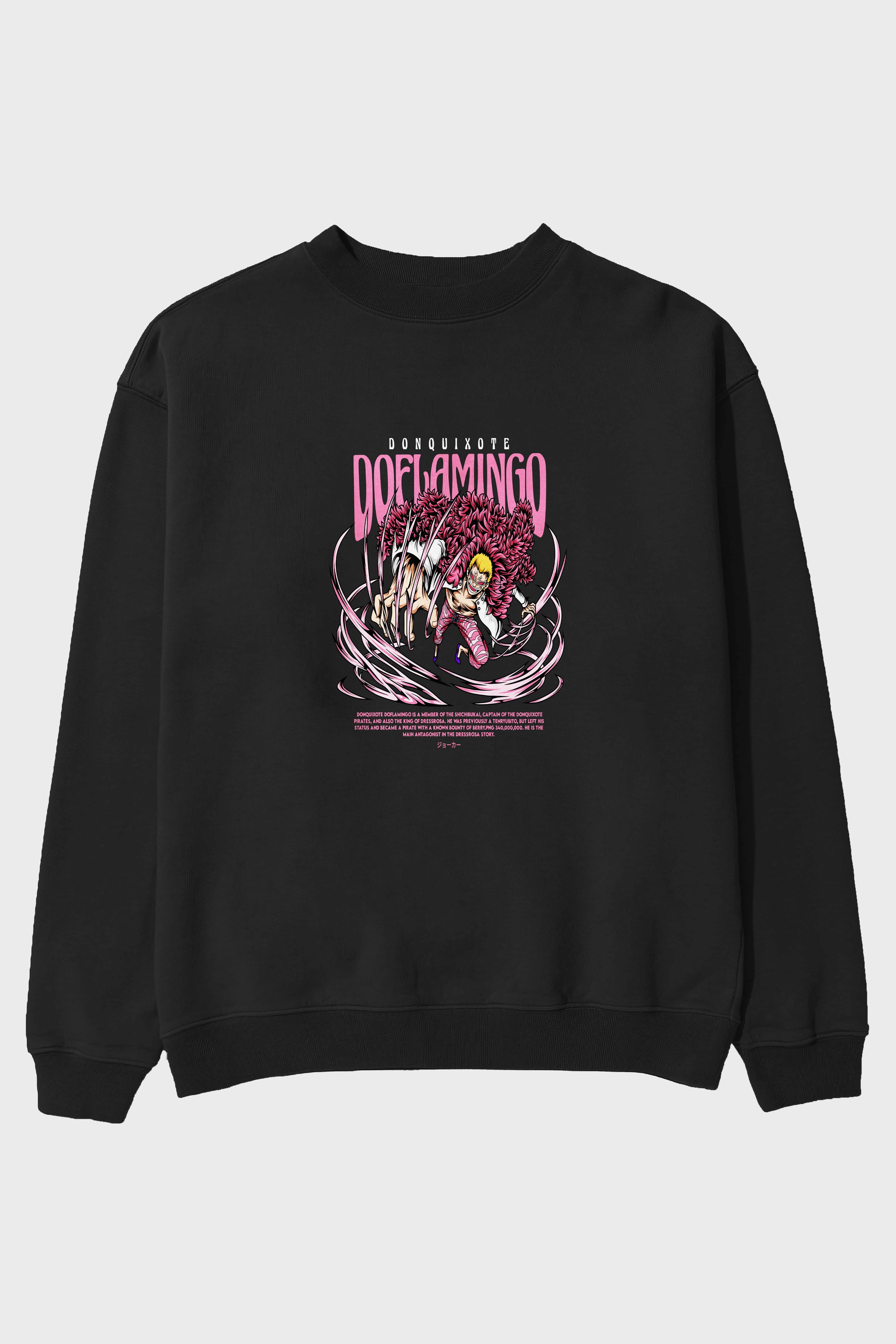 Doflamingo Anime Ön Baskılı Oversize Sweatshirt Erkek Kadın Unisex