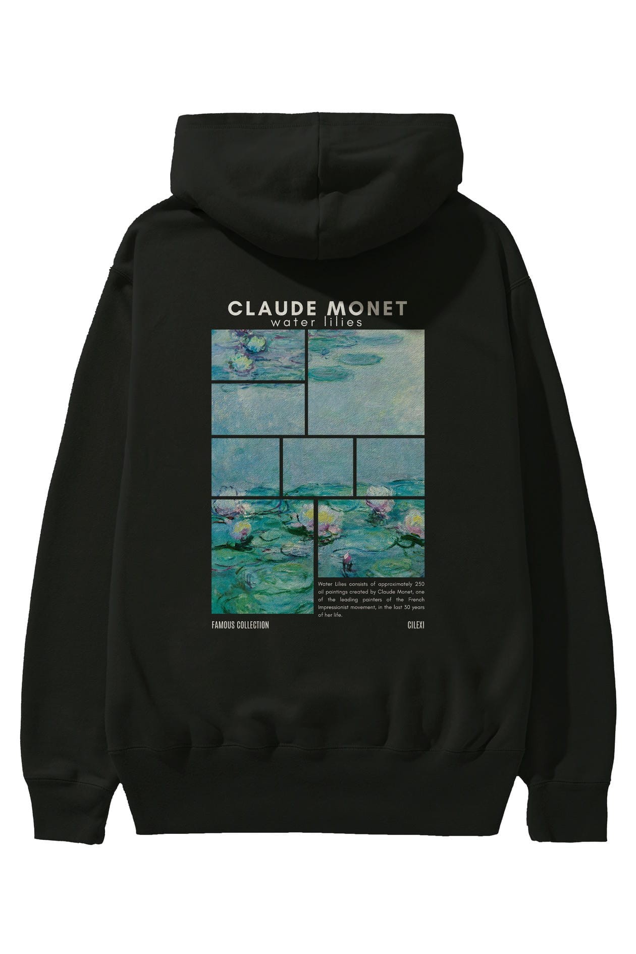 Claude Monet Arka Baskılı Hoodie Oversize Kapüşonlu Sweatshirt Erkek Kadın