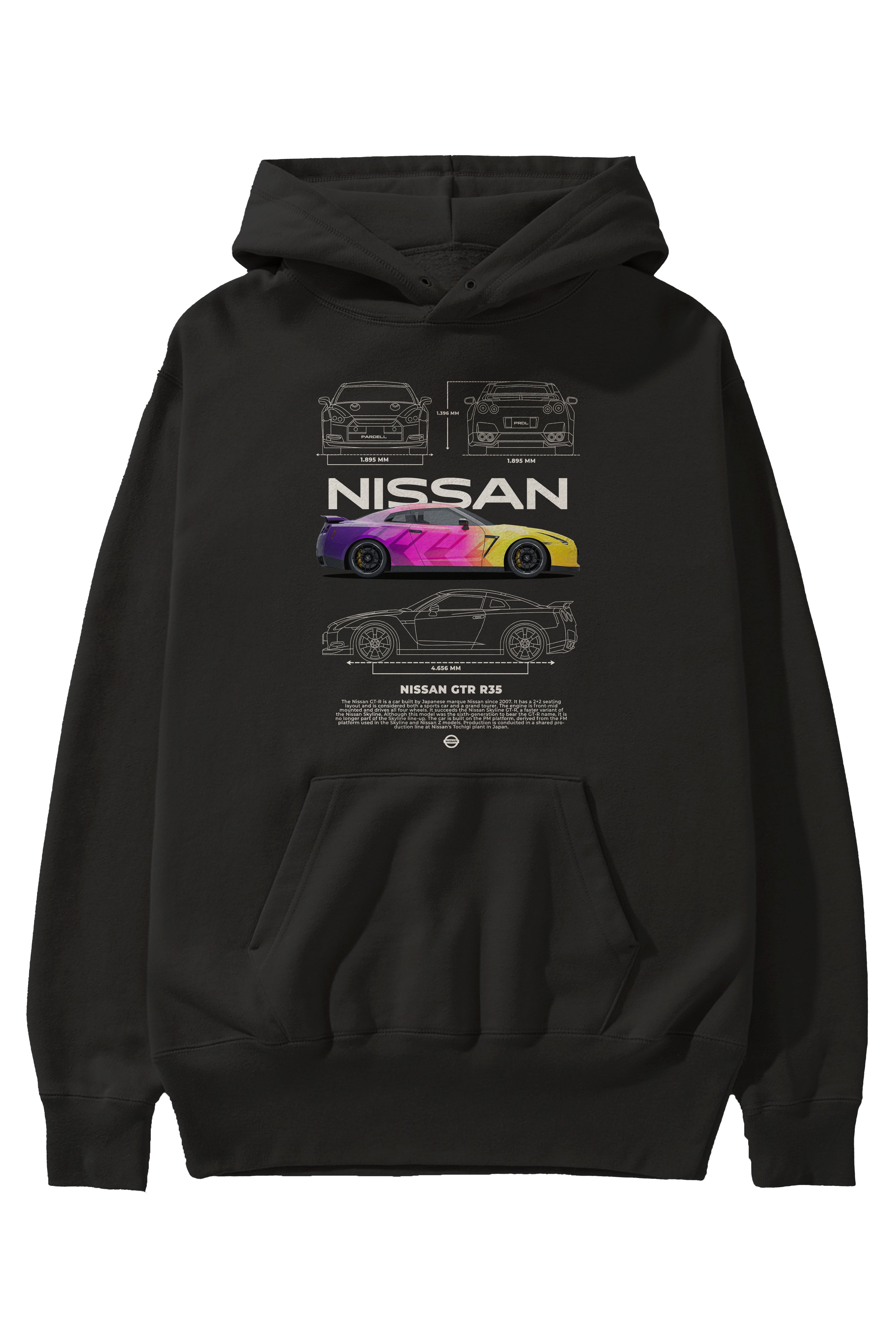 NISSAN GTR R35 Ön Baskılı Hoodie Oversize Kapüşonlu Sweatshirt Erkek Kadın Unisex