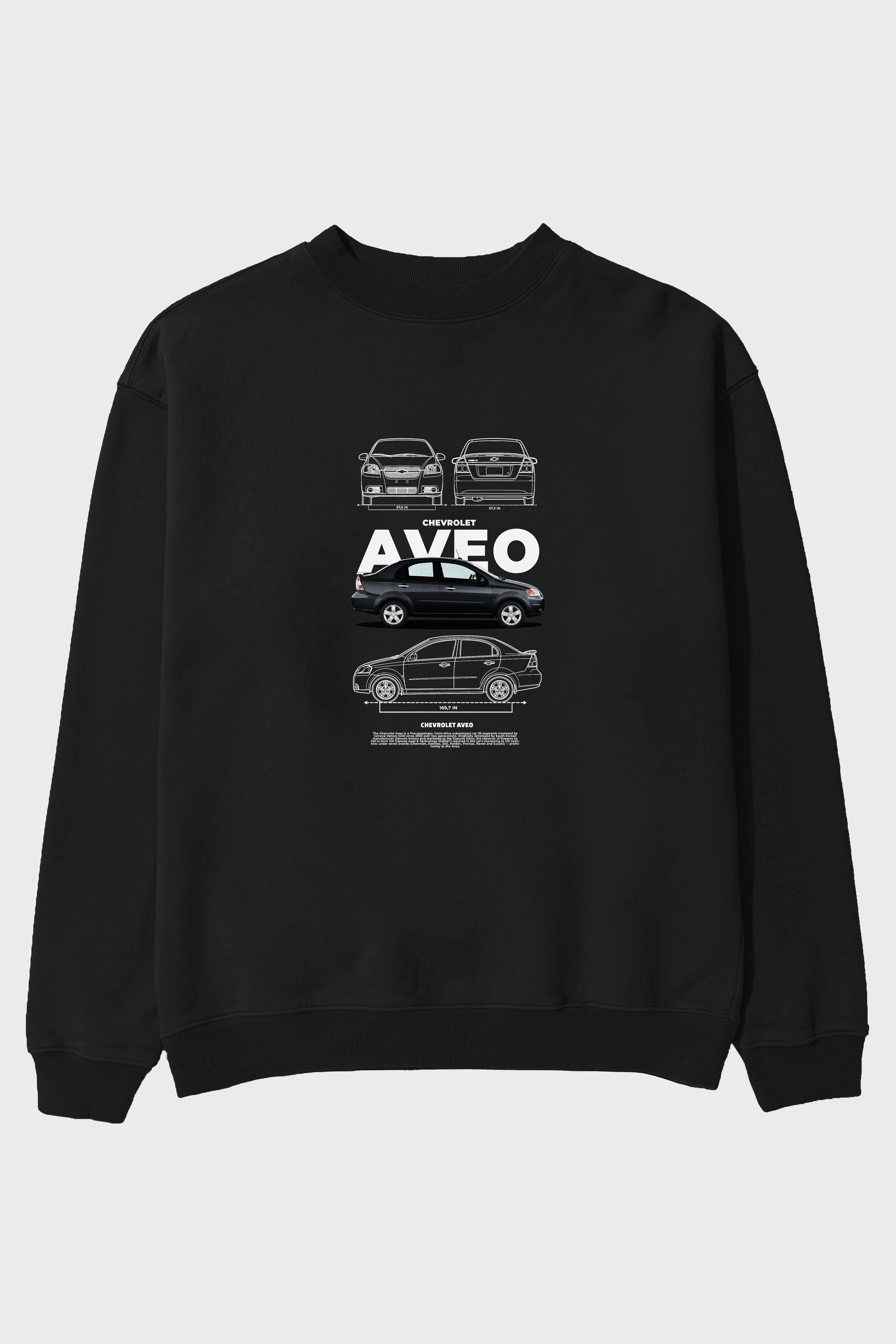Chevrolet Aveo Ön Baskılı Anime Oversize Sweatshirt Erkek Kadın Unisex