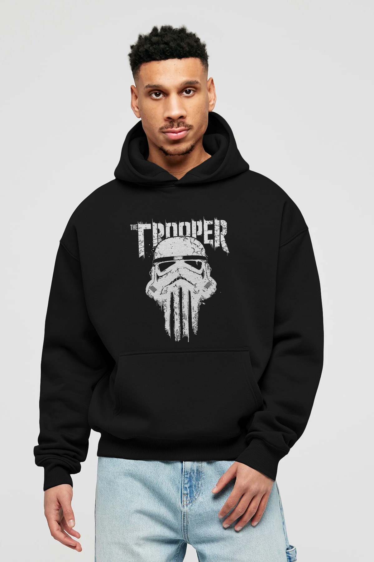 The Trooper Ön Baskılı Hoodie Oversize Kapüşonlu Sweatshirt Erkek Kadın Unisex