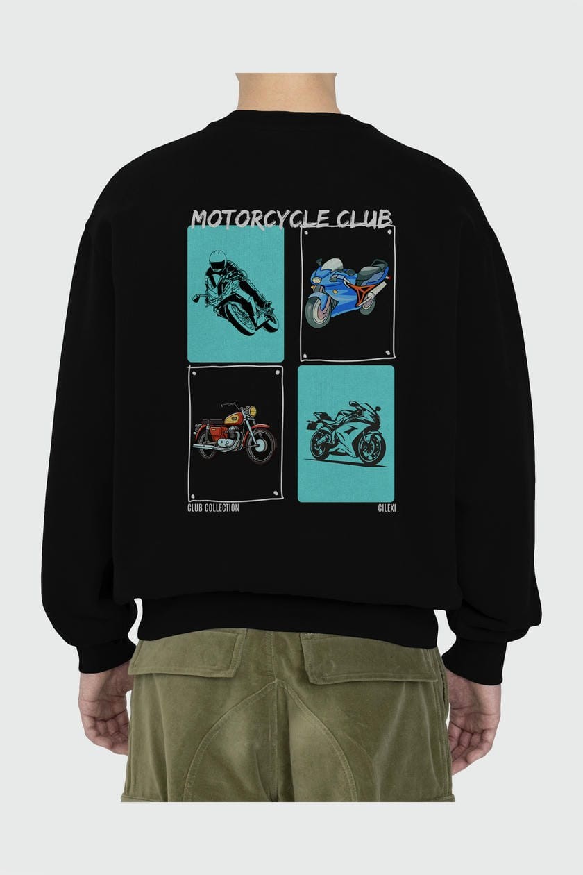 Motorcycle Club Arka Baskılı Oversize Sweatshirt Erkek Kadın Unisex
